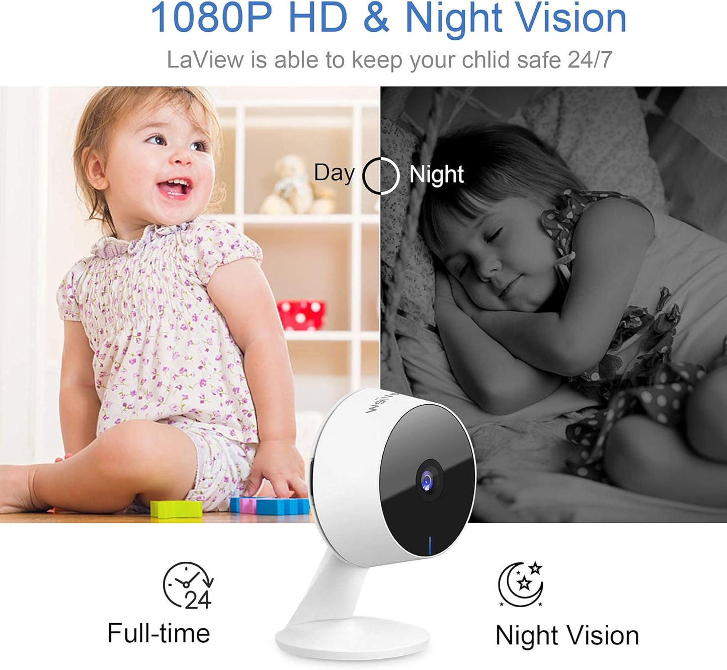 LaView 4pcs, 1080P, Security Cameras Home Security Camera Indoor Wi-Fi Cameras Wired for Pet, Motion Detection, Two-Way