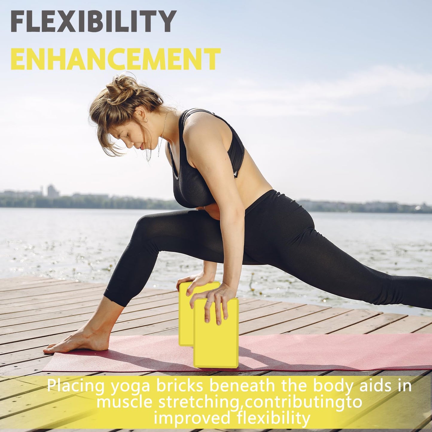 MBHKRRS 9"x6"x3" Yoga Blocks, Soft Non-Slip Surface Premium Foam Blocks, Supportive, Lightweight, Odor Resistant, Yoga Accessories for Pilates Meditation General Fitness Stretching Toning (yellow-1 Pack)