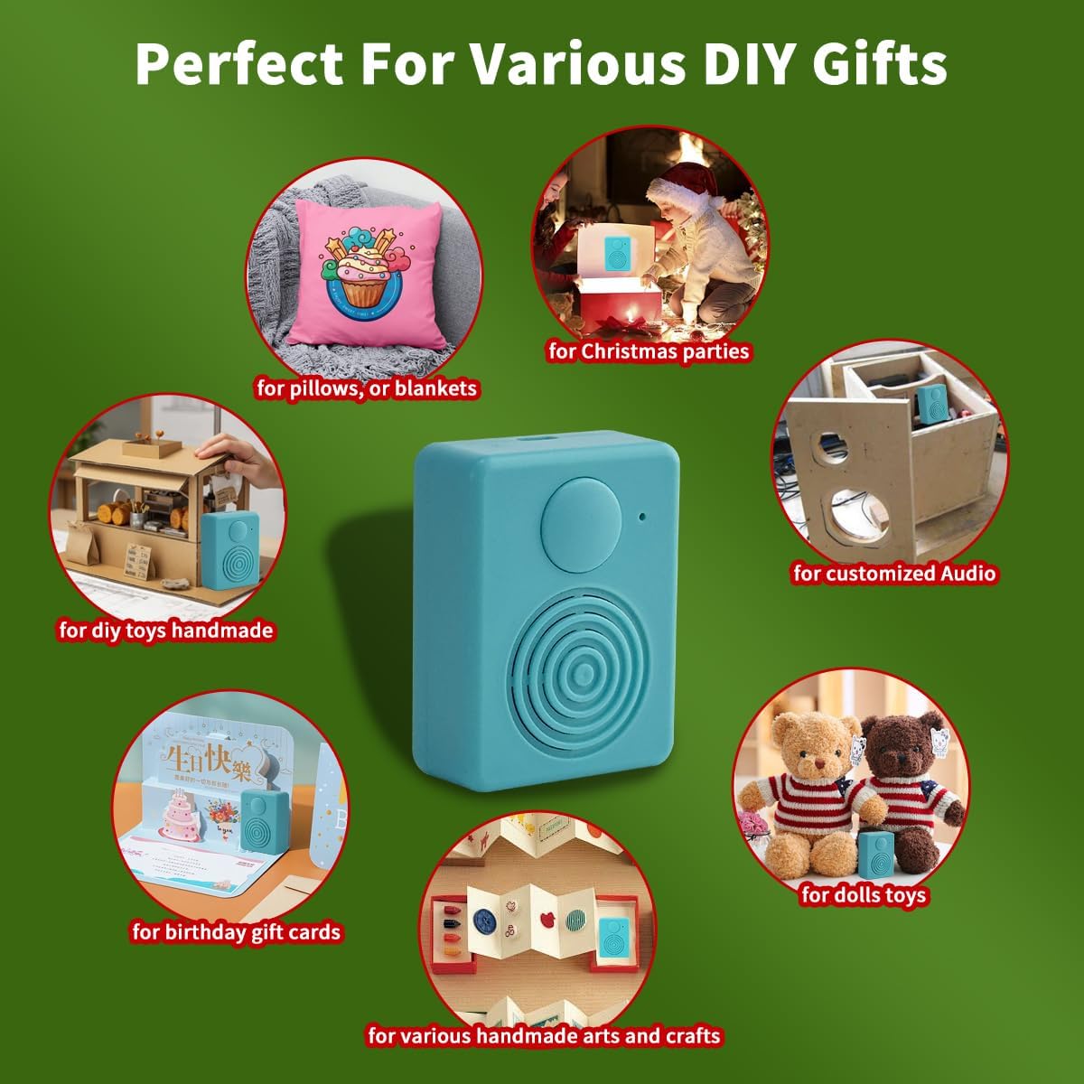 XLW Speaker,16MB Box,16 Sound Module with Voice Recorder Box, Support Bluetooth & MIC Recording Audio Min Easy Sound