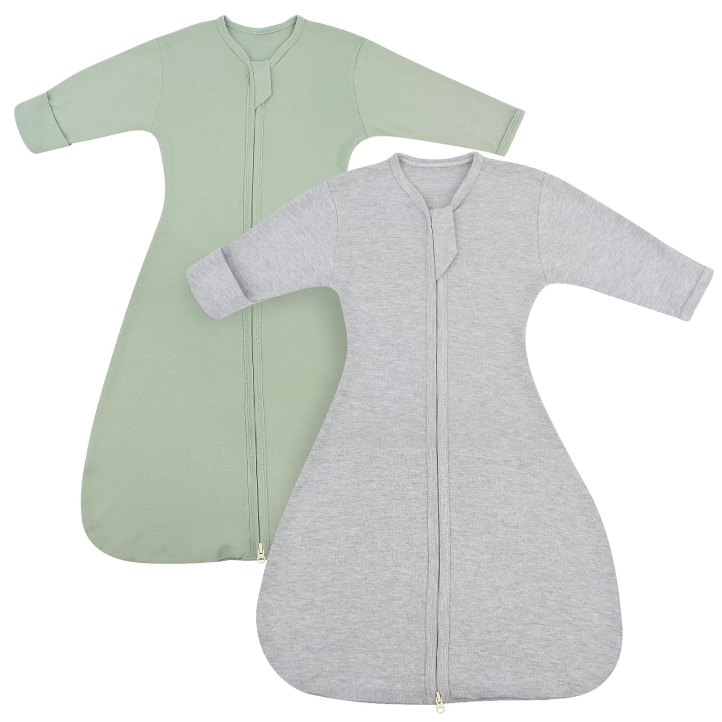 Skiennix Transition Swaddle Sleep Sack - 0-3 Months, 2-Pack with Mitten Cuffs & 2-Way Zipper, 100% Cotton