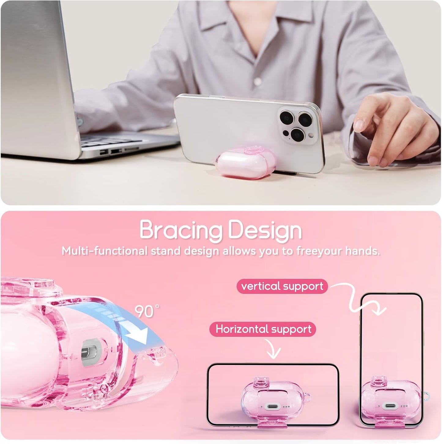 Skyconser 4 Clear Case for AirPods Case Cover with Safety Lock,Soft TPU Cover with Phone Stand & Cleaning Kit,Cute