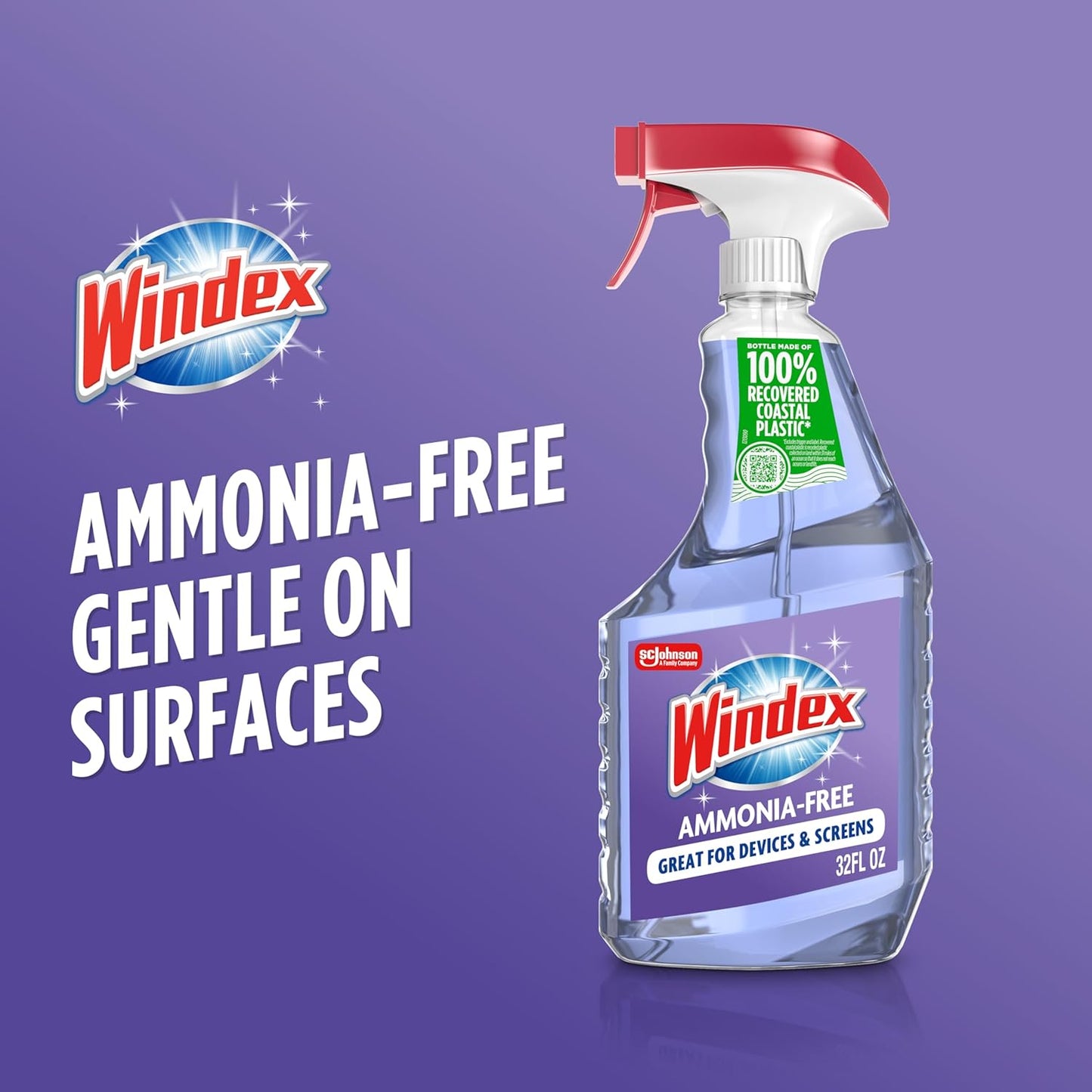 Windex Glass Cleaner Spray - Ammonia-Free Formula with Crystal Rain Scent | 32 Fl Oz Bottle