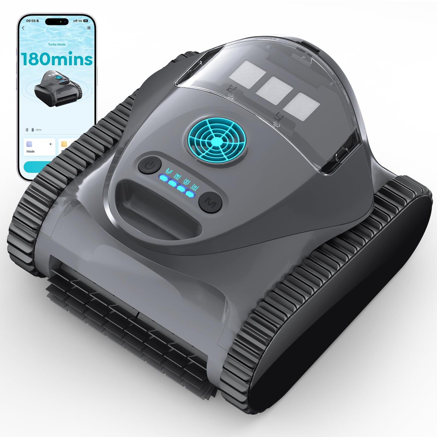 C1 Cordless Pool Cleaner Robot with 180 Mins, Powerful Triple-Motor Suction, Wall & Waterline Deep Cleaning, Smart Paths with APP, Dual-Layer Filtration, for Inground Pools (Dusk Blue)