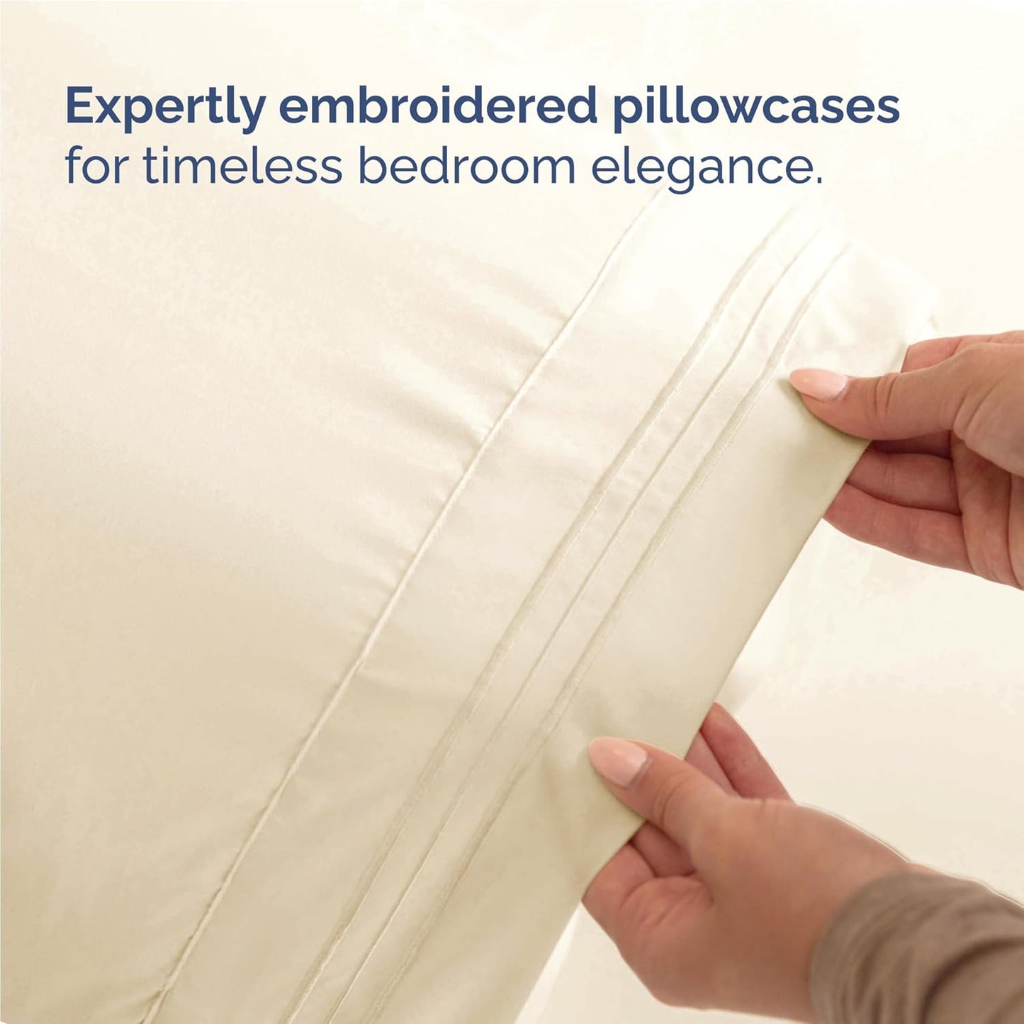 Skiennix Full Size 4-Piece Sheet Set - Ultra-Soft Cooling Bed Sheets - Deep Pockets, Wrinkle-Free, Off White