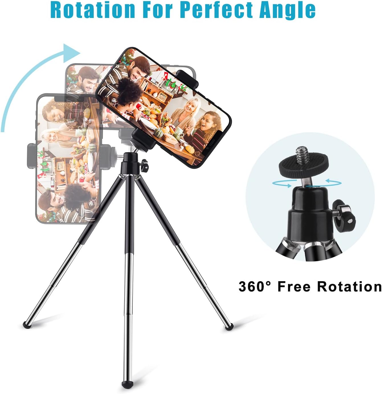 TIGAYAN 12.4 inch Mini Tripod for Webcam and Phone, Metal Extendable Webcam Stand with Phone Holder, Small Tripod