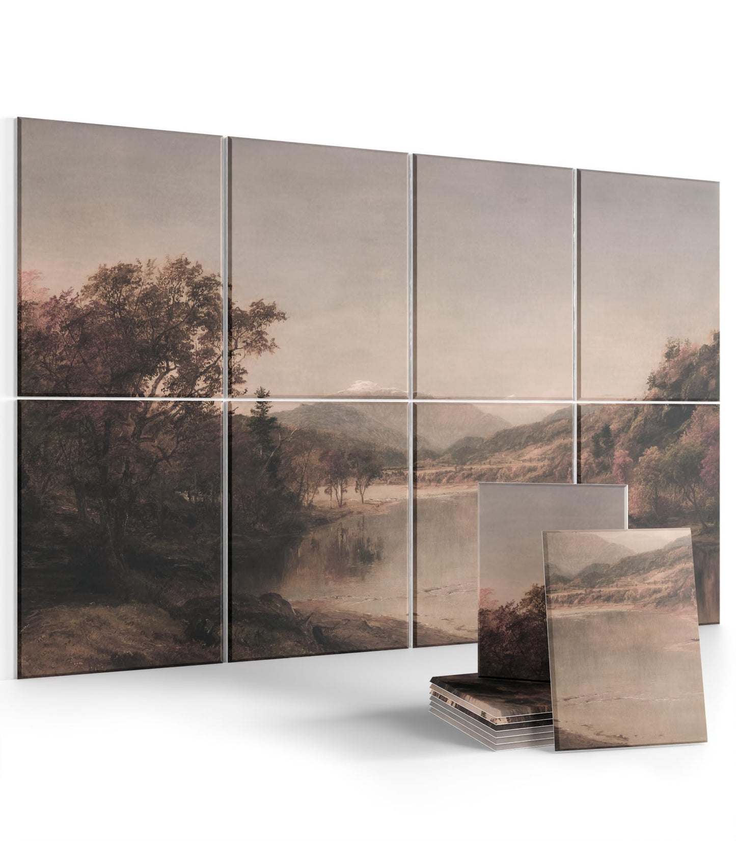 Wall Art Acoustic Panels,70''×47''Sound Absorbing Panels-8-Pack with 60 Adhesive Tabs, Decorative Sound Absorbing Panels for Living Room and Recording Studio, Offices-Mount Washington