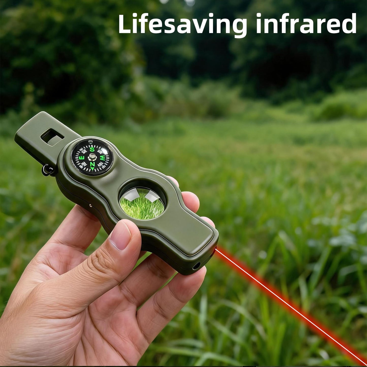 Emergency Survival Safety Whistle，Whistle for Kids with Lanyard,Compass,Thermometer,Ideal for Kayaking, Boating, Hiking, Camping, Climbing(Green)
