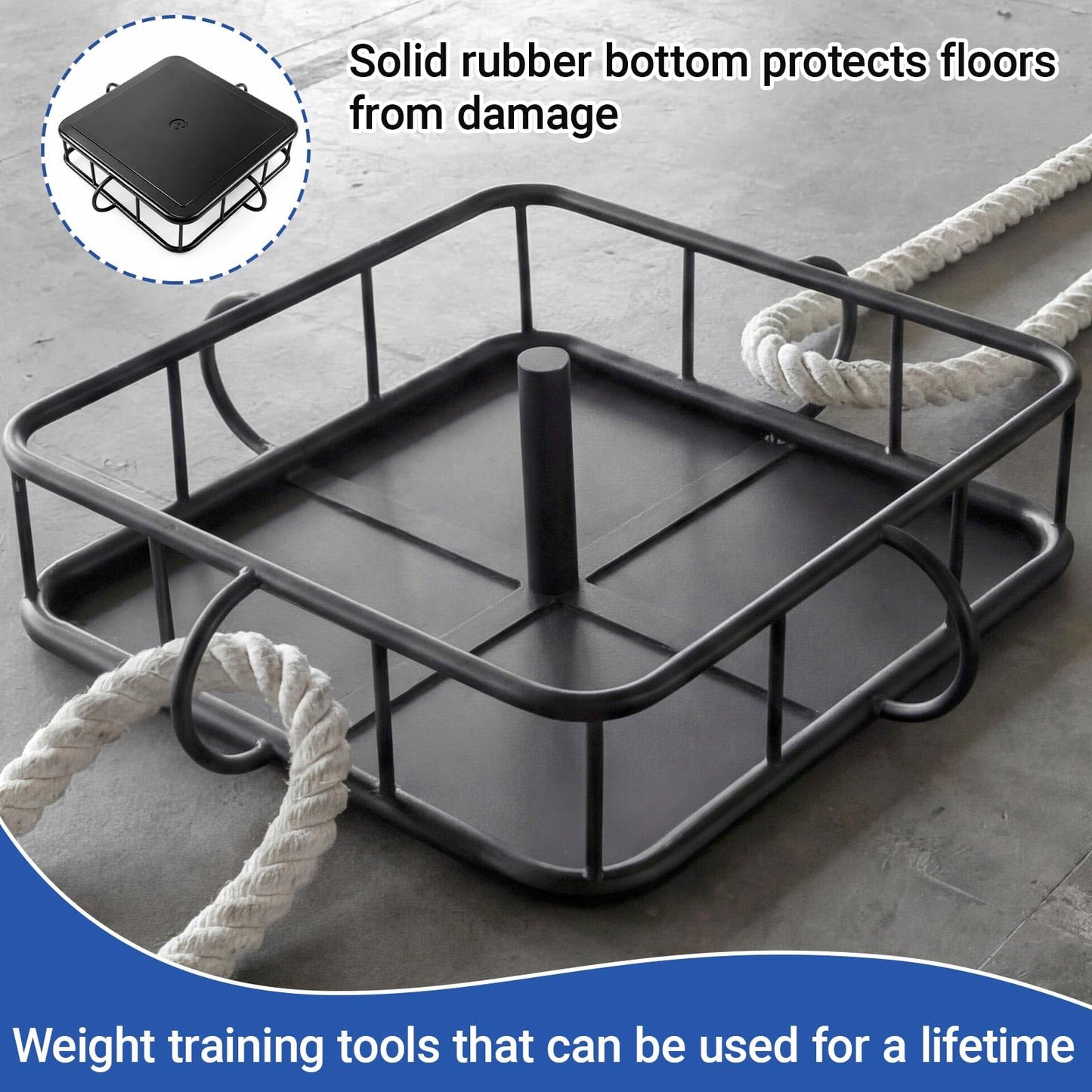 Zonon Heavy-Duty 12-Station Battle Rope Anchor - Powder-Coated Steel with Rubber Base, Multi-Anchor Points for 12-Person Group Training, Indoor/Outdoor and Gyms/Home Use, Weight Plate Compatible