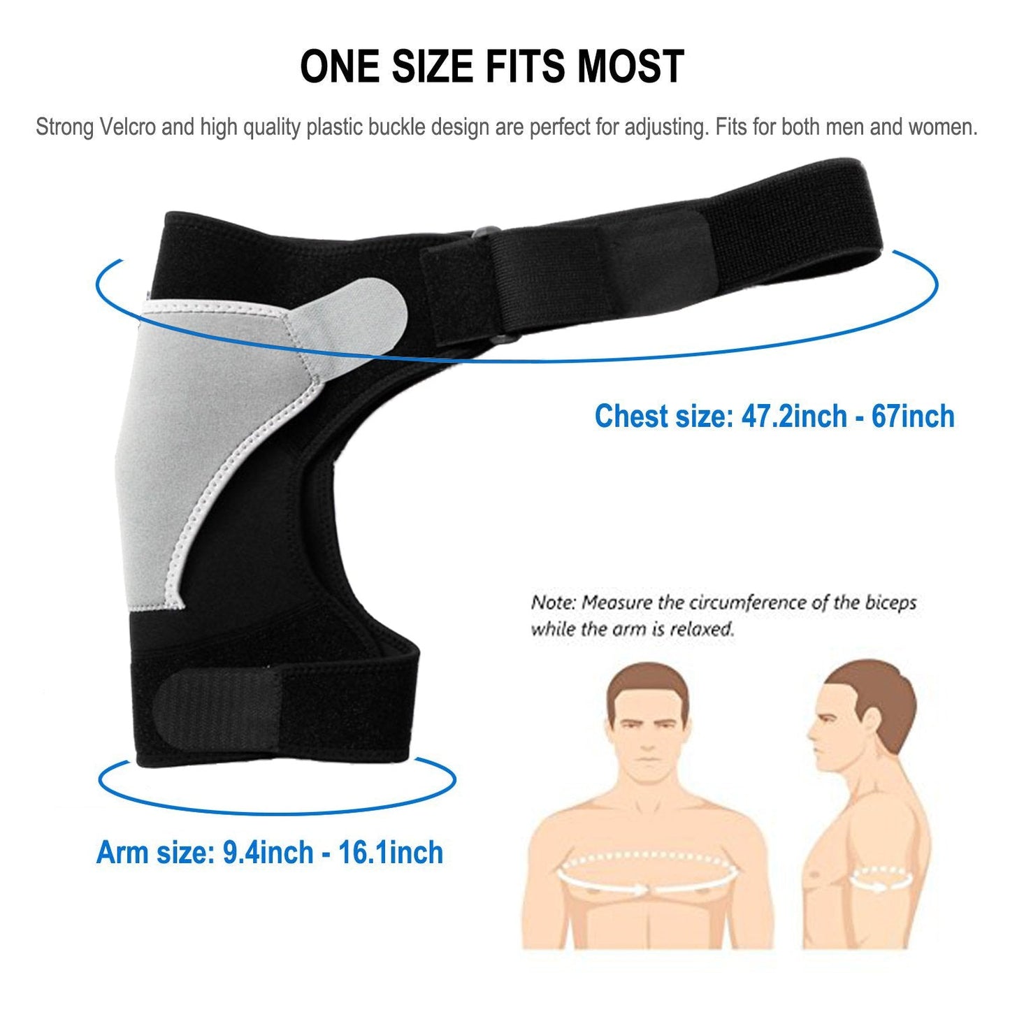 Shoulder Stability Brace Adjustable Shoulder Brace Support with Pressure Pad, Light Breathable Neoprene Rotator Cuff Shoulder Support for Sport, Dislocated AC Joint, Labrum Tear, Shoulder Pain - Right