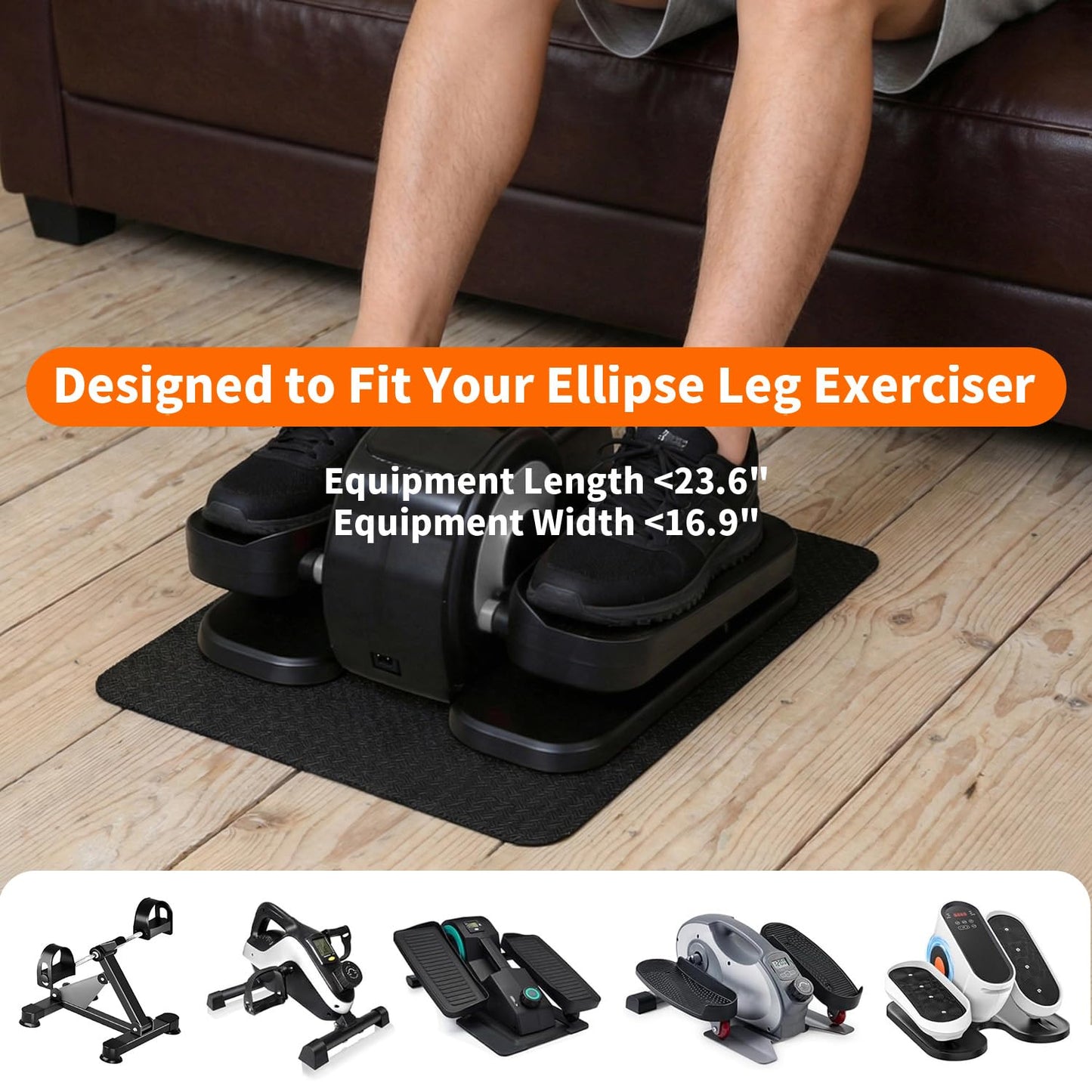 Stepwaver Double-Sided Rubber Non Slip Mat for Elliptical Machine, 24"x17" Anti Slip Mat for Vibration Plate & Stepper, Odorless & Durable