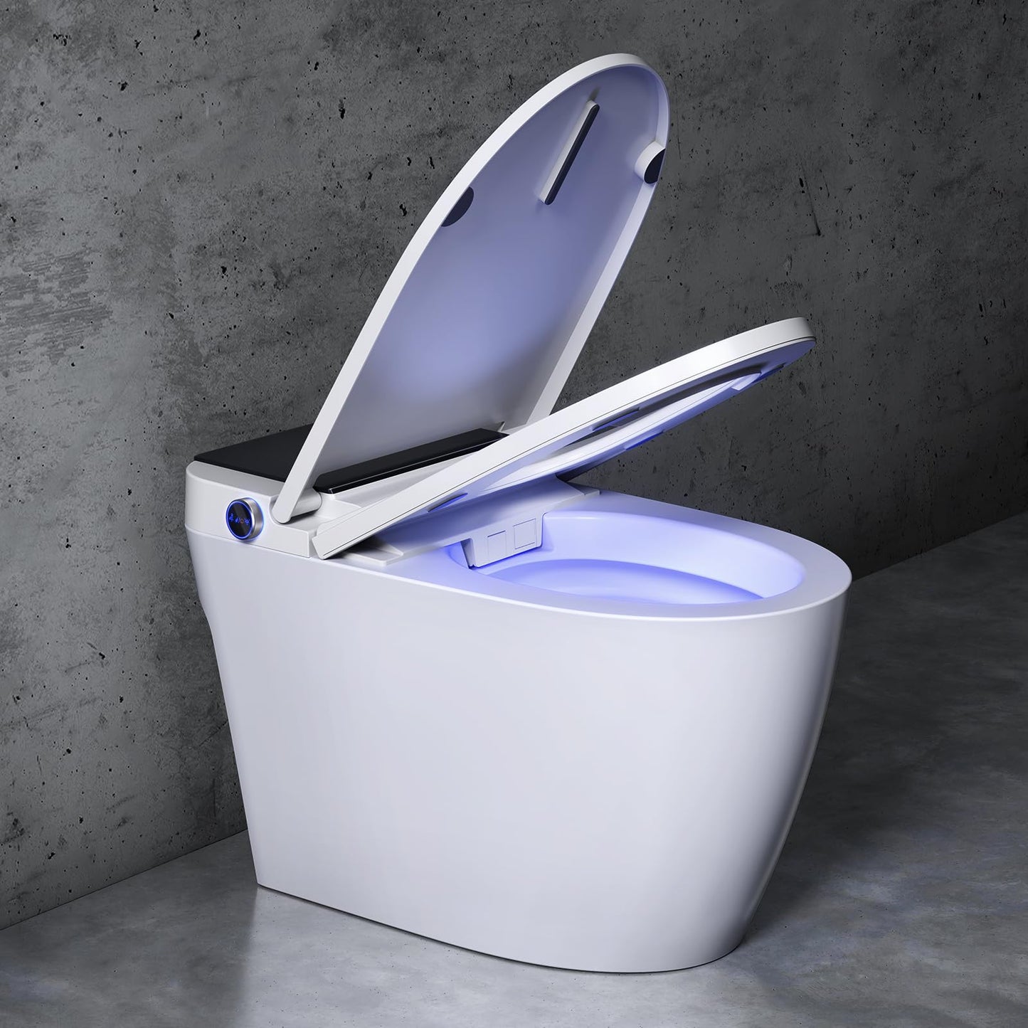 Smart Toilet with Bidet Built-in, Auto Flush Modern Bidet Toilet Combo with Foot Sensor, Heated Seat, Warm Air Dryer & LED Display, Tankless One Piece Elongated Electric Toilet, 1.28 GPF