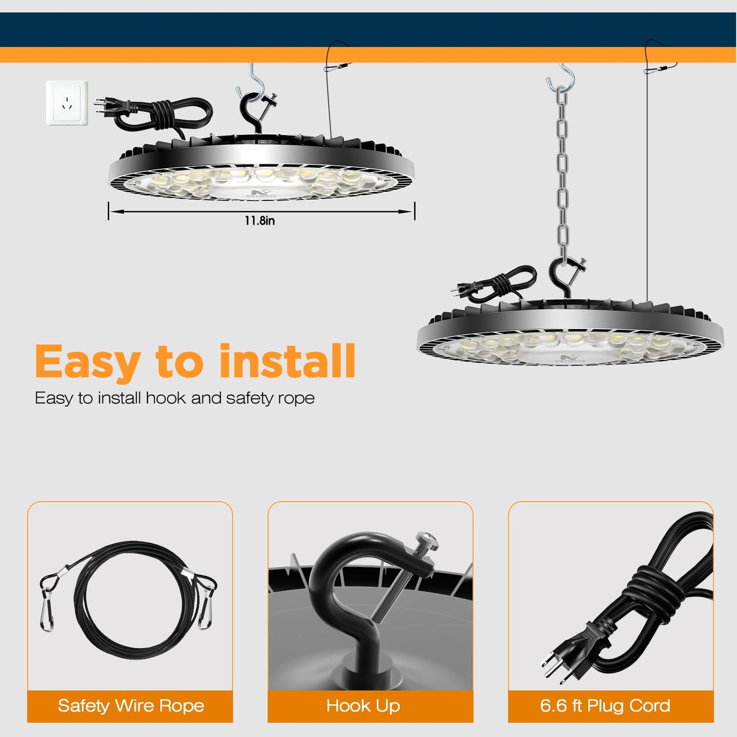 320W 4 Pack UFO High Bay Light LED Shop Lights, 45000LM Ultra Bright Plug & Play LED Garage Lights, 6500K IP65 Waterproof Industrial Lamp w/ 6.6ft Power Cord for Warehouse Workshop Factory Gym Barn