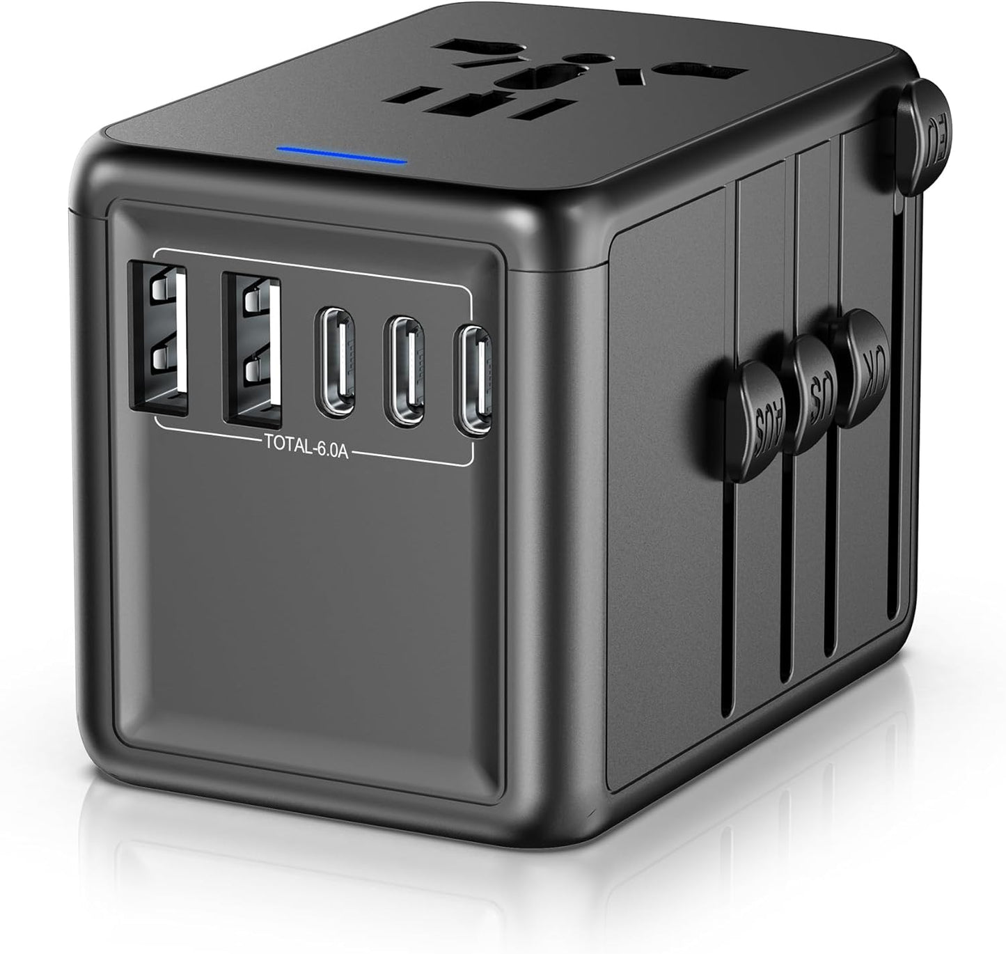 URJD 6.0A 30W 5 2500W 110V 220V 200+ Countries Universal Travel Adapter, USB C/A Ports + AC Outlets, International