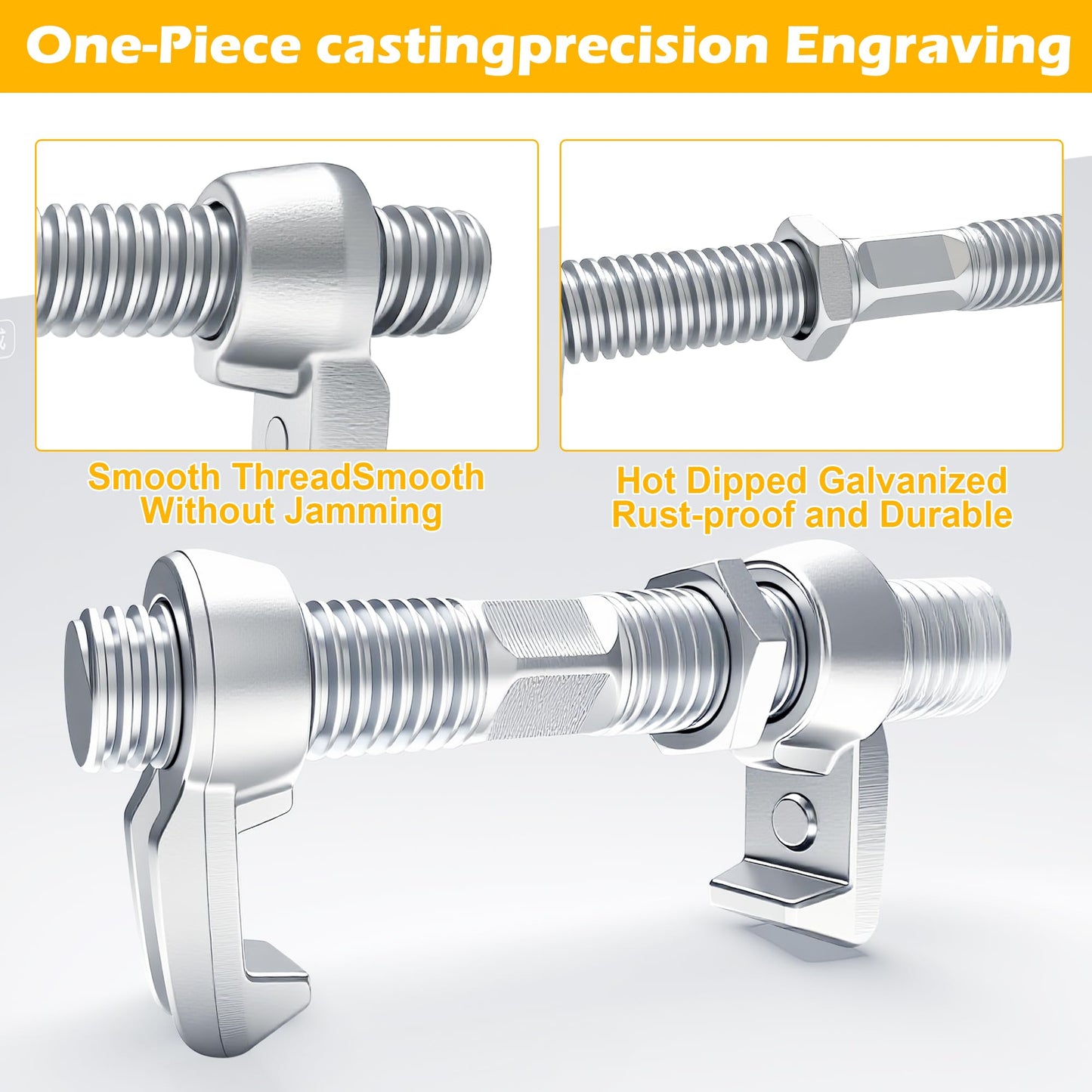 NULTRUMA 4 Pack Shipping Container Bridge Fitting Clamp, 260mm Galvanized Screw Clamp for Connecting 20/40FT Containers, Heavy Duty Rail Accessories Kit with Side Twist Lock