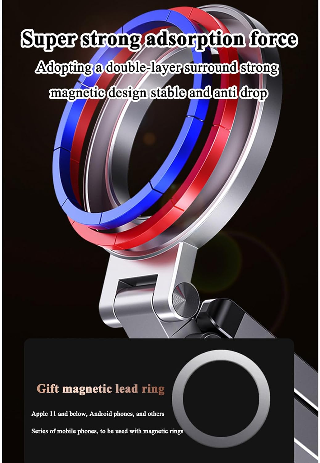 CBDYWVR 17/16/15/14 360 1/4" 2 Magnetic Tripod for iPhone Pro Max Air, Aluminum Rotating Phone Stand with Magic Clip