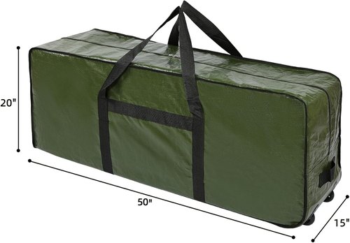 HOMEST Christmas Tree Storage Bag - Fits 4.5-7 Ft Artificial Trees | Zippered, Reinforced Handles & Wheels, Green