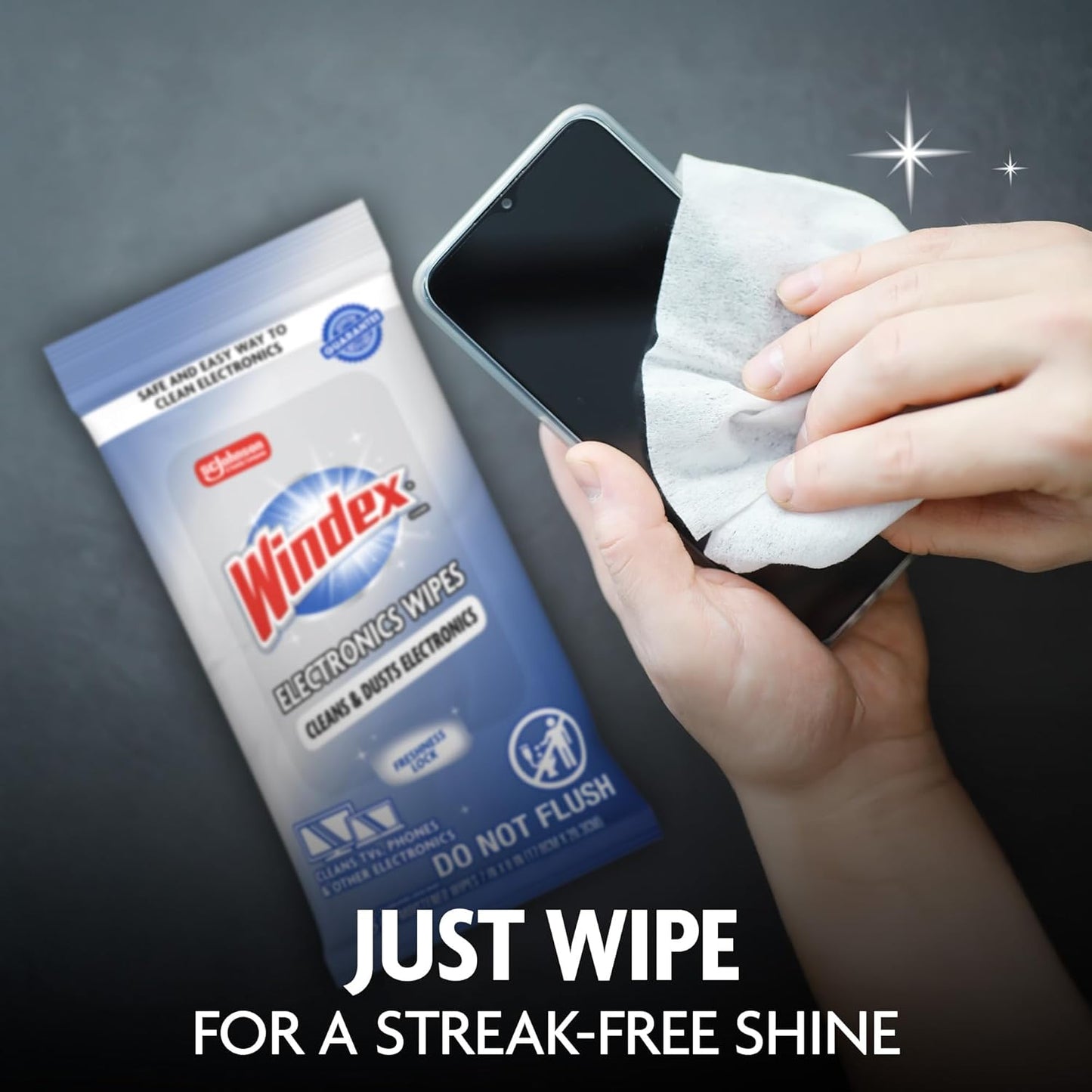 25 Count (Pack 3) Windex Electronic Cleaning Wipes, Pre-Moistened Screen Wipes for TVs, Phones, and Other Electronics