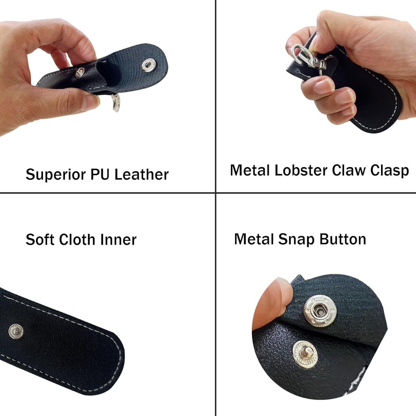 MUZZIOU 2 Anti Lost USB Flash Drive Leather Holder, Pcs Leather USB Protective Case for Alloy Shark Buckle Lightweight