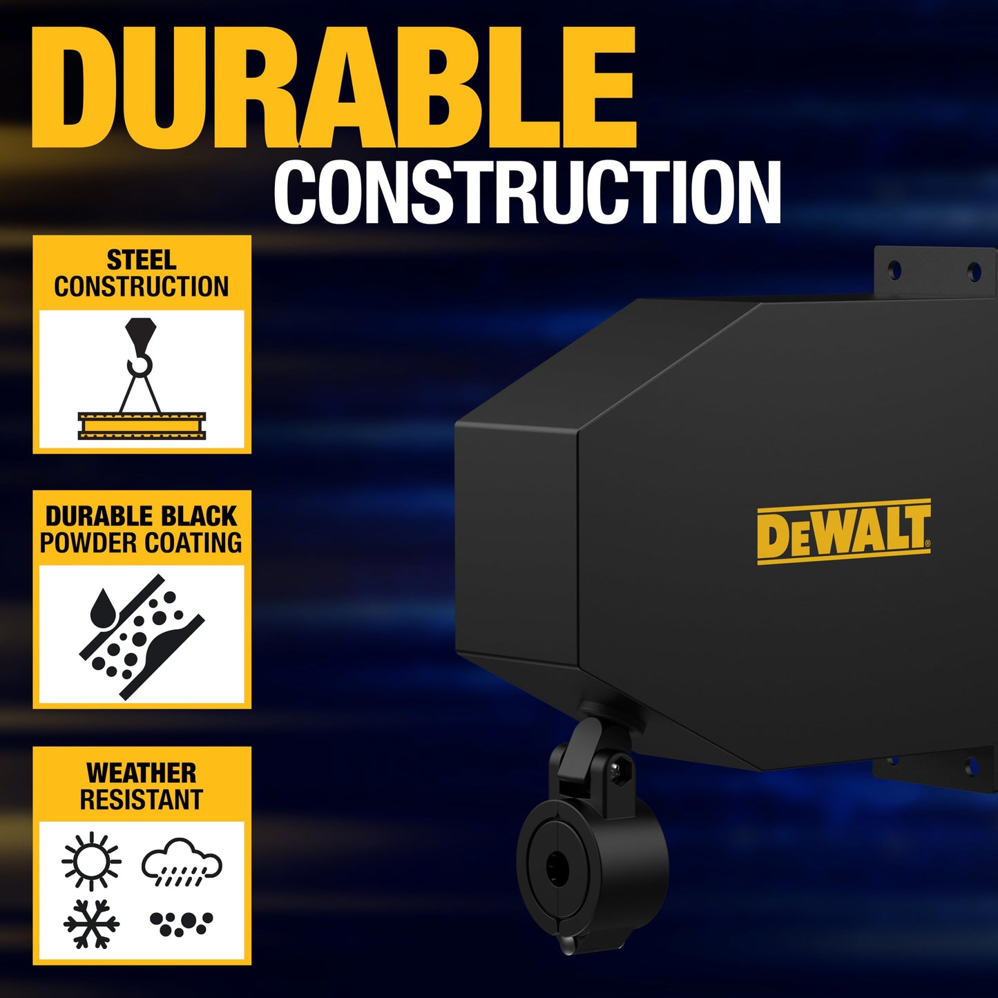 DEWALT Universal EV Charger Retractable Cable Management System, Wall or Ceiling Mounted, Works with EV Charging Cables up to 48 Amps, Heavy-Duty Commercial Grade, for Indoor/Outdoor Use