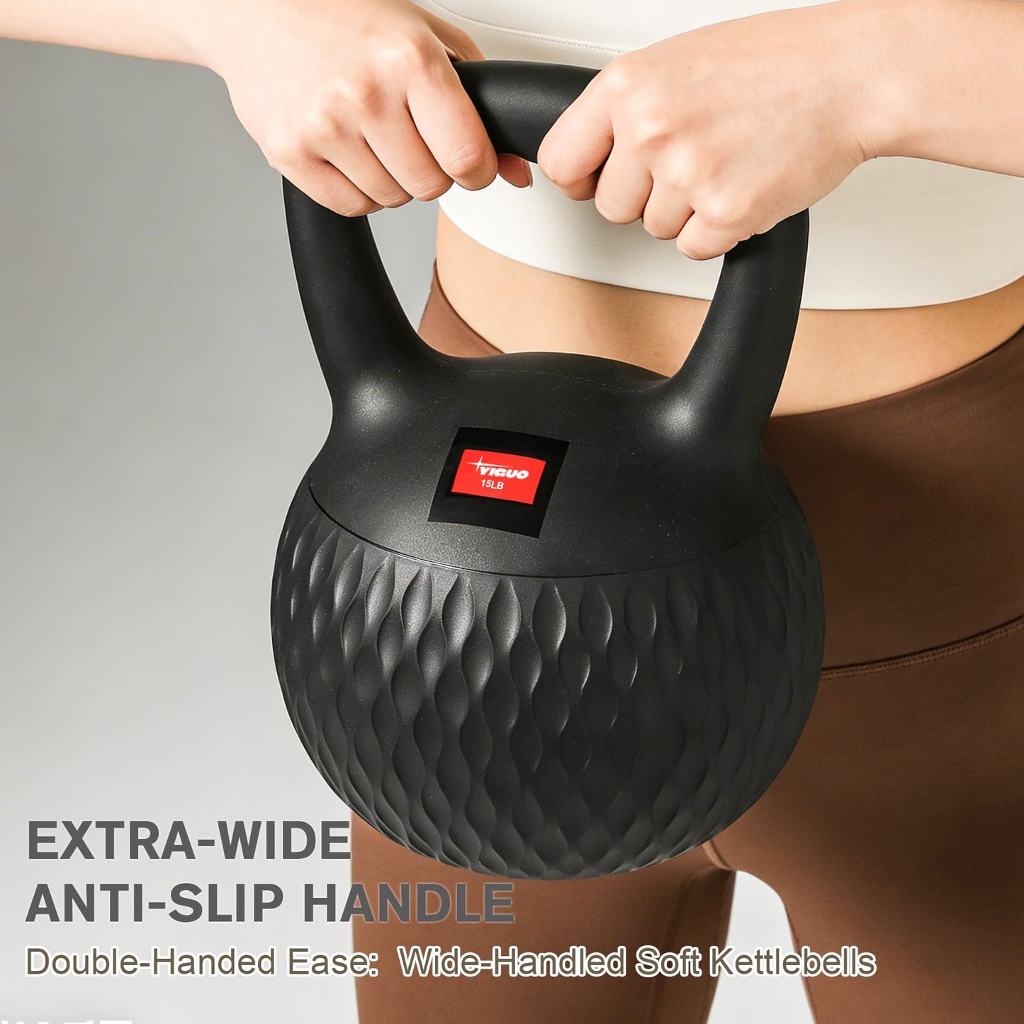 YIGUO Soft Kettlebell, 15lb Kettlebells Cushioned Impact-Resistant Base and Anti-Slip Grip, Strength Training Kettle Bell for Women and Men, Home Workout (Black)