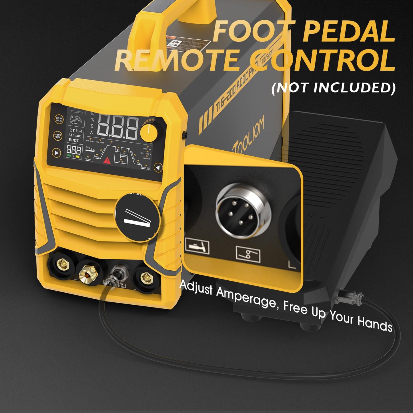 TOOLIOM 200A AC/DC TIG Welder with Pulse, Dual Voltage 110V/220V, Aluminum Welder with IGBT Inverter, Large LED Display, AC TIG/DC TIG/Pulse TIG/SPOT TIG/Stick Multiprocess Welding Machine