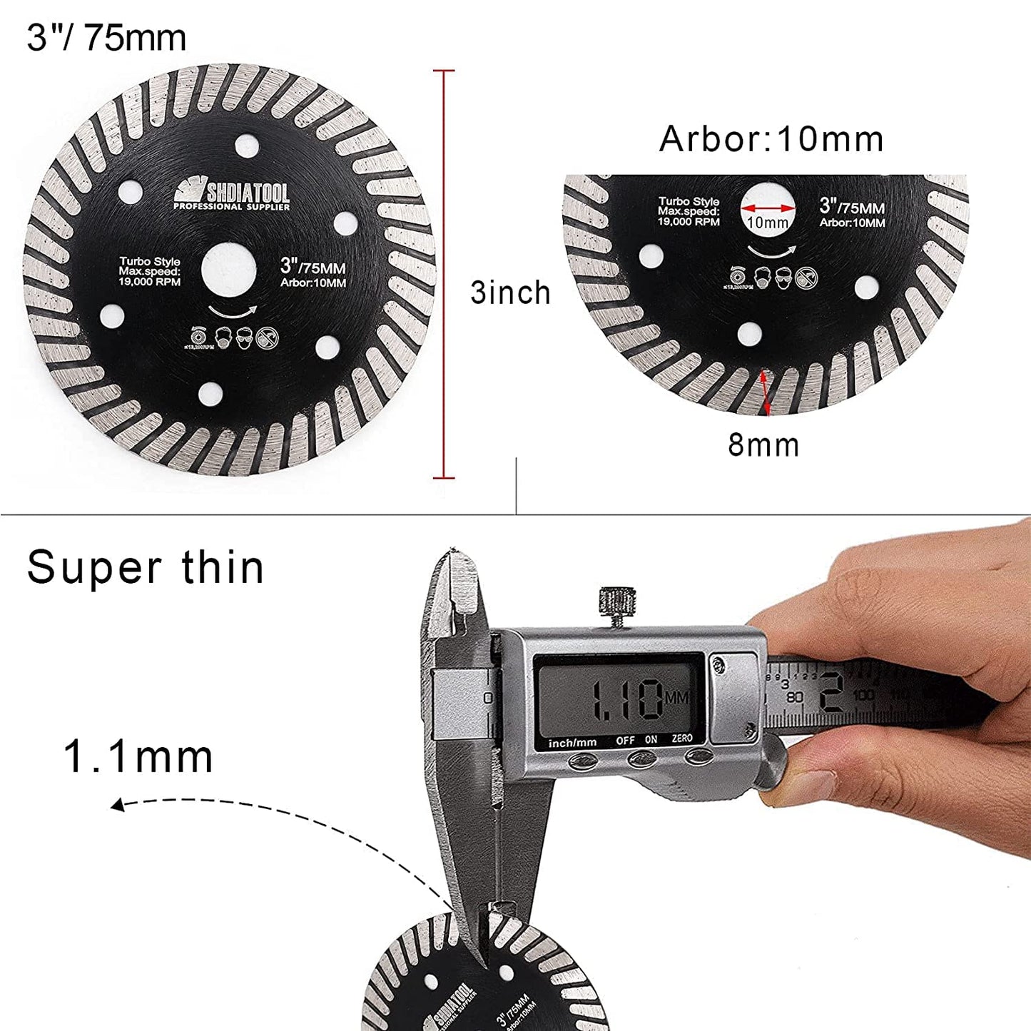 SHDIATOOL Diamond Tile Drill Bits Kit 15pcs, Porcelain Hole Saw Sets, Core Bits Cutter for Drilling Ceramic Marble Granite (6/8/10/20/25/35/50/75/100/20MM/2/SDS/HEX/6MM/4.5”)