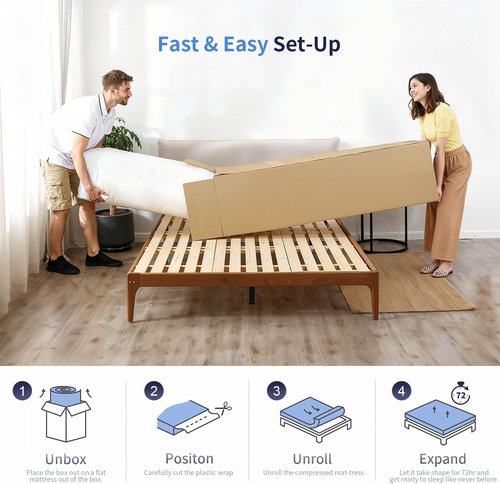 FDW 6-Inch Twin Gel Memory Foam Mattress - Medium Firm | Pressure Relief & Cooling | CertiPUR-US Certified