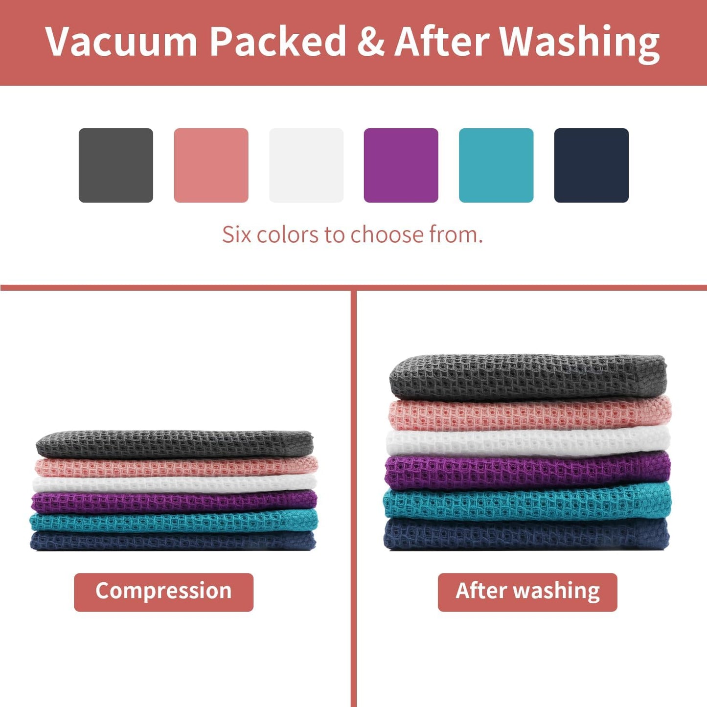 Ultra Soft 100% Cotton Waffle Weave Dish Cloths by [Brand Name] - 6-Pack, 12x12 Inch, Dark Grey, Quick Drying & Absorbent