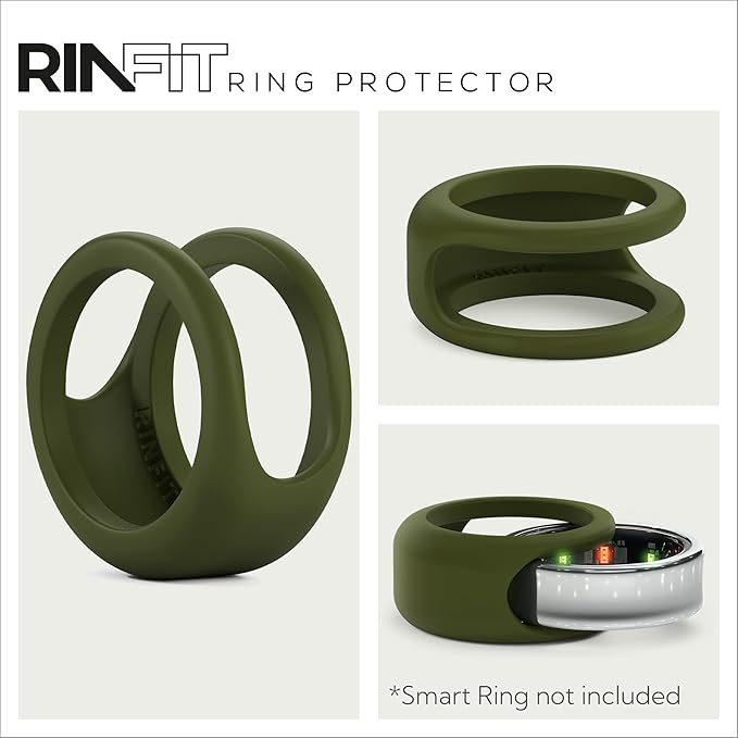 Rinfit Smart Ring Protector - Silicone Ring Enhancer for Active Lifestyle and Gym - StyleFit U.S. Design Patent - Green, Size 9