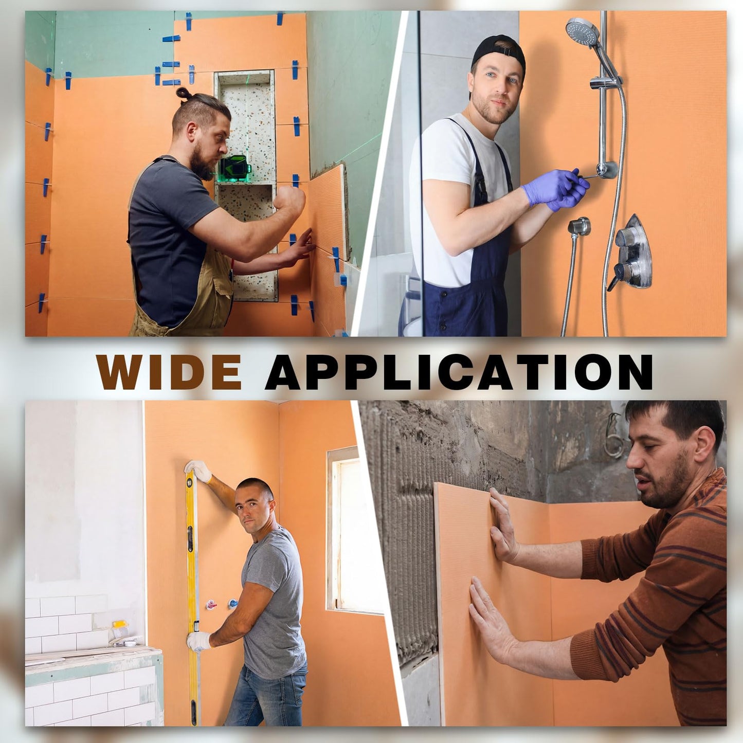 Pangda 6 Pack Foam Board Insulation Waterproof Shower Wall Panels 48" x 32" x 1/2" Rigid Xps Foam Insulation Board with Fiberglass Mesh for Tile Backer Bathroom Wall & Floor