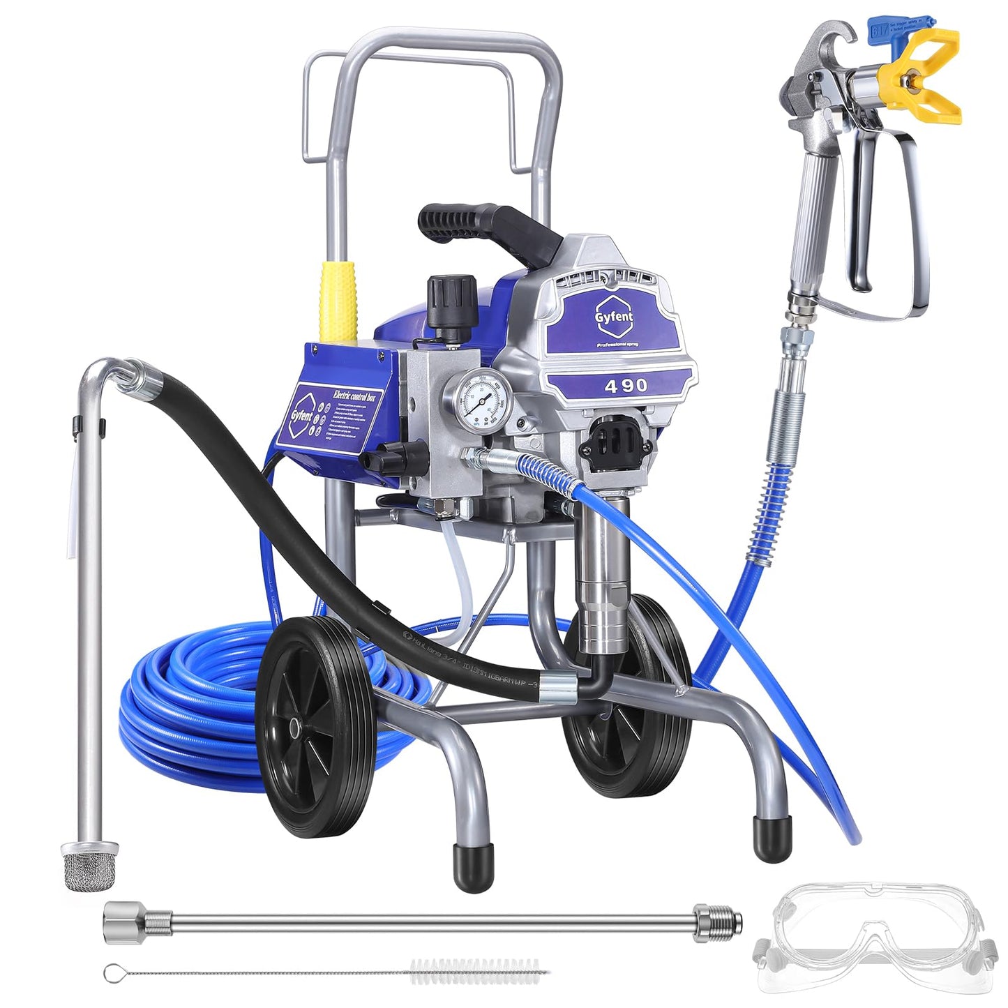Gyfent 490 Airless Paint Sprayer, 0.60GPM Paint Sprayer for Home Interior 3300psi 1300W High Efficiency Airless Sprayer with Low Overspray for House Painting Townhouse