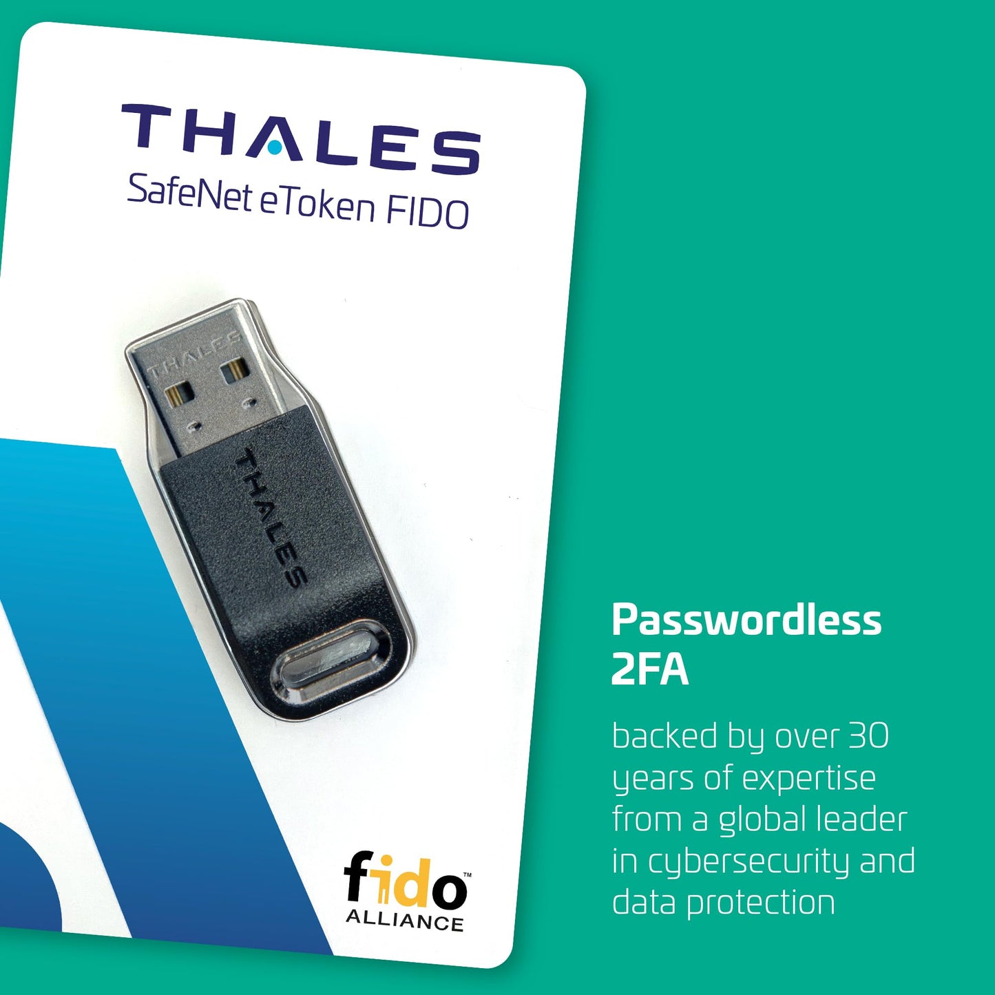 Thales - SafeNet eToken FIDO - FIDO2 Certified Security Key - Passwordless Phishing-Resistant Authentication for Web Apps, Devices & Desktops - USB-A, Pack of 50