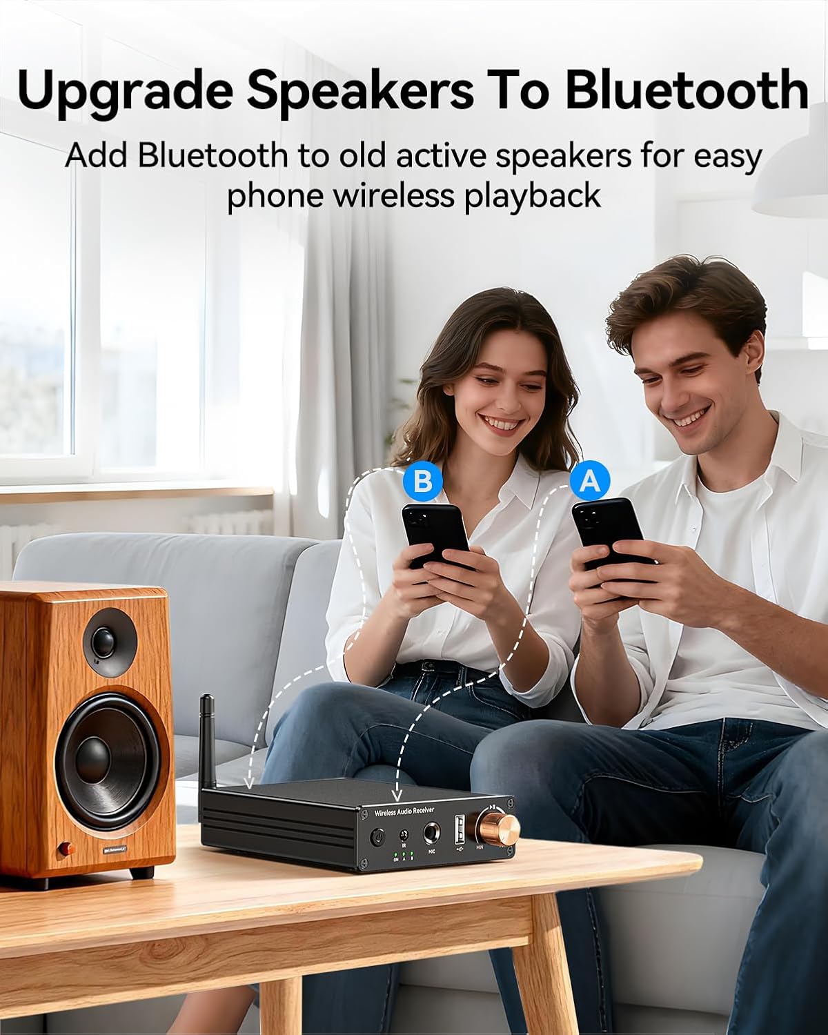MiiTeeks 6.0 3.5mm/RCA,USB 6.5mm [Upgraded] Bluetooth Receiver,Wireless Bluetooth Long Range Low Latency for Home Audio