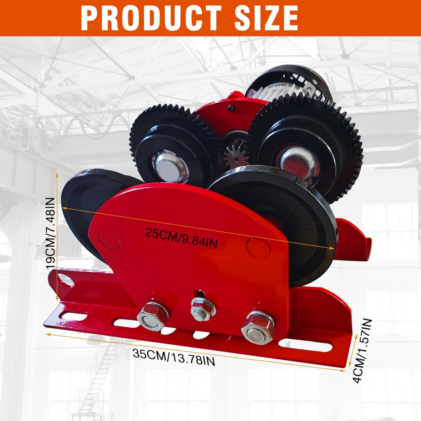Dremvoist Electric Trolley for Power Hoist,1 Ton 2204 LBS Capacity,Fit 2.68"-4.33" in I-Beam,for PA200-PA1000 Hoists Push Geared Overhead Crane Heavy Duty Wheels System,for Warehouses,Gantry Cranes