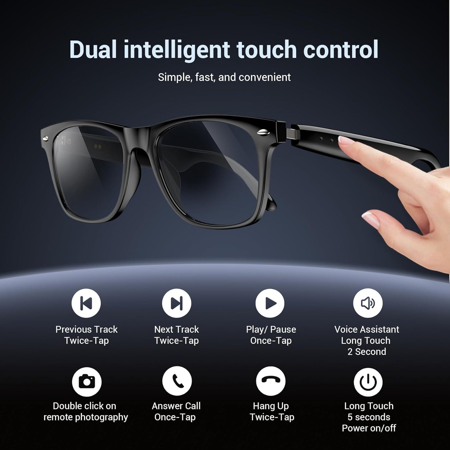 Blackview Smart Glasses, Polarized Bluetooth Sunglasses with Speaker, Voice Control, UV Protection, Anti Blue Light