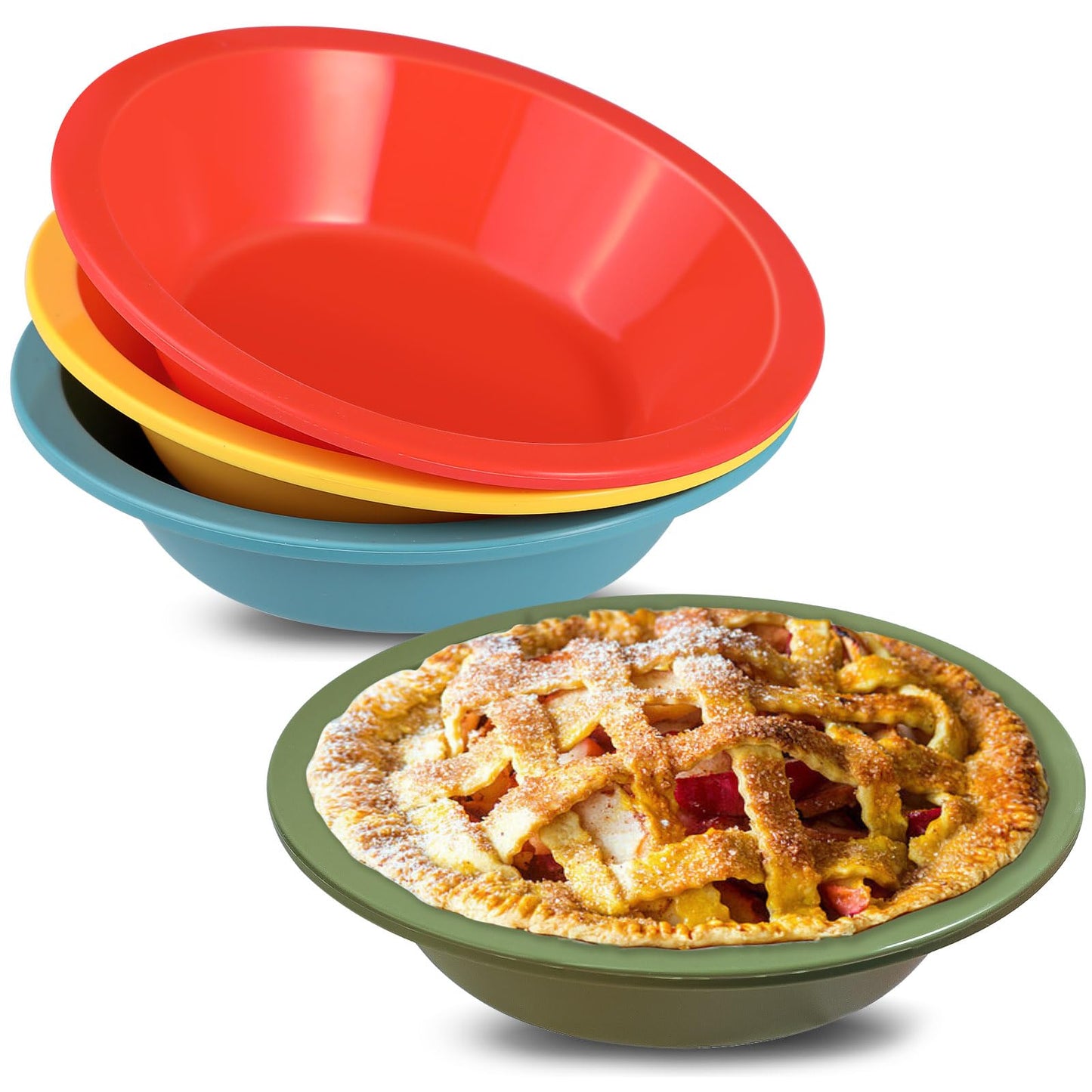 Webake 5 Inch Silicone Mini Pie Pans for Baking, Non-stick Small Tart Pan Quiche Baking Dish, BPA-Free Set of 4