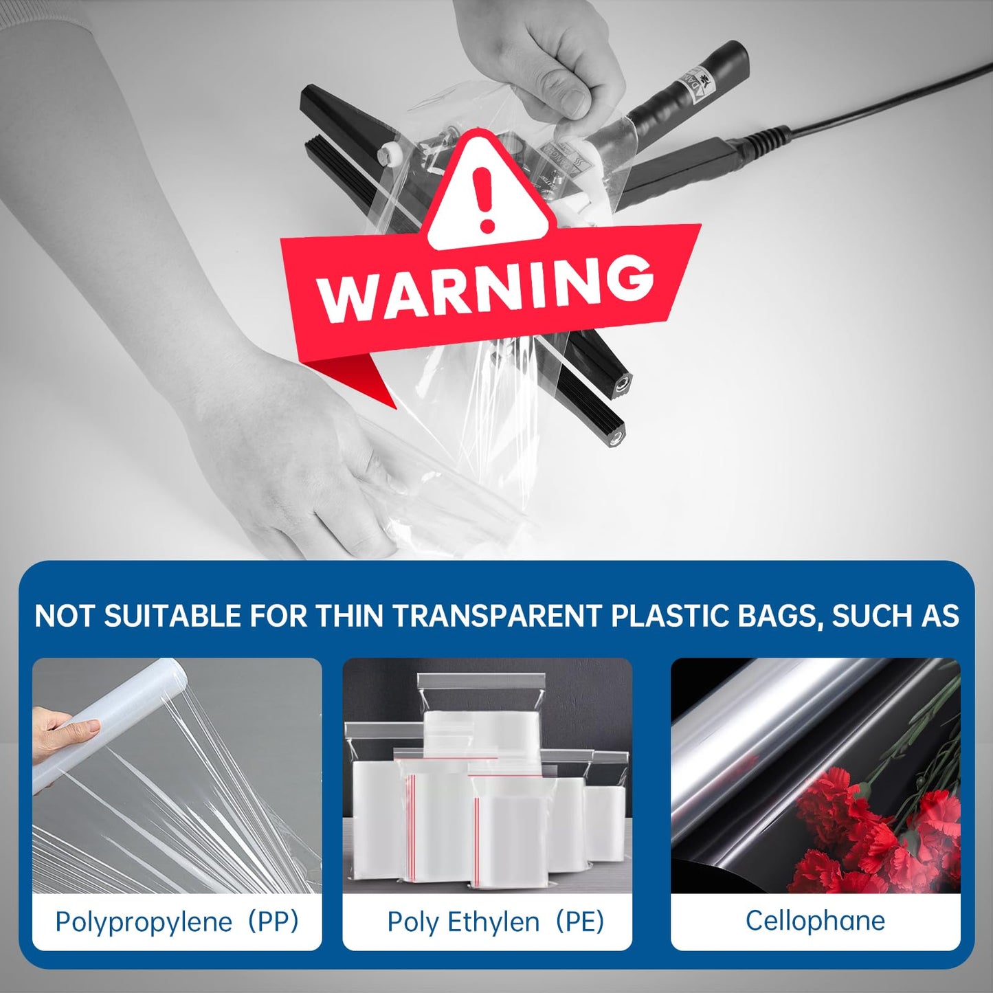 R-PACK Portable Handheld Heat Sealer Machine, FKR-300 12-Inch | For Foil, Kraft, and Mylar Packaging