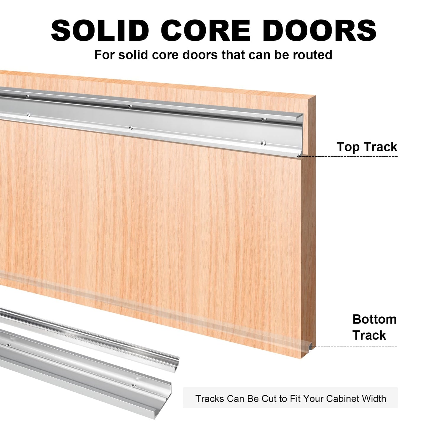 Hbl' 48 Inch Concealed Sliding Barn Door Hardware Kit with Soft Close, Trackless Sliding Door Hardware, Wall Mount Hidden Hardware, Supports Solid Doors up to 130LBS