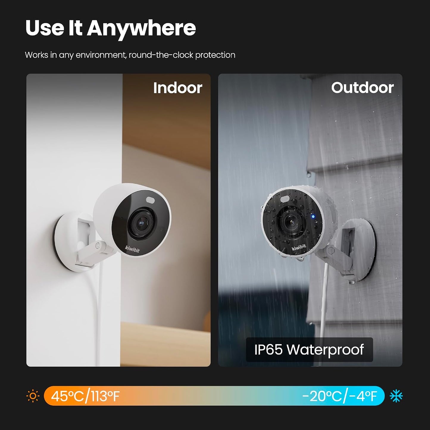 Kiwibit 2K 2.4GHz Security Camera Indoor/Outdoor, Magnetic Wired Cameras for Home Security, Pet Camera, Baby Monitor