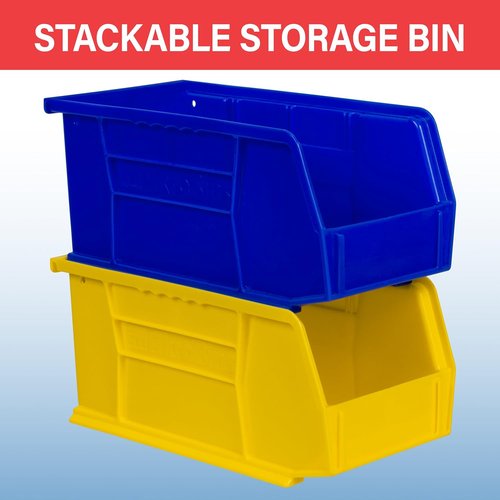 Akro-Mils Plastic Storage Bins - Space-Saving Stackable Organizers for Garage & Pantry | 11" x 5" x 5", Red, 12-Pack