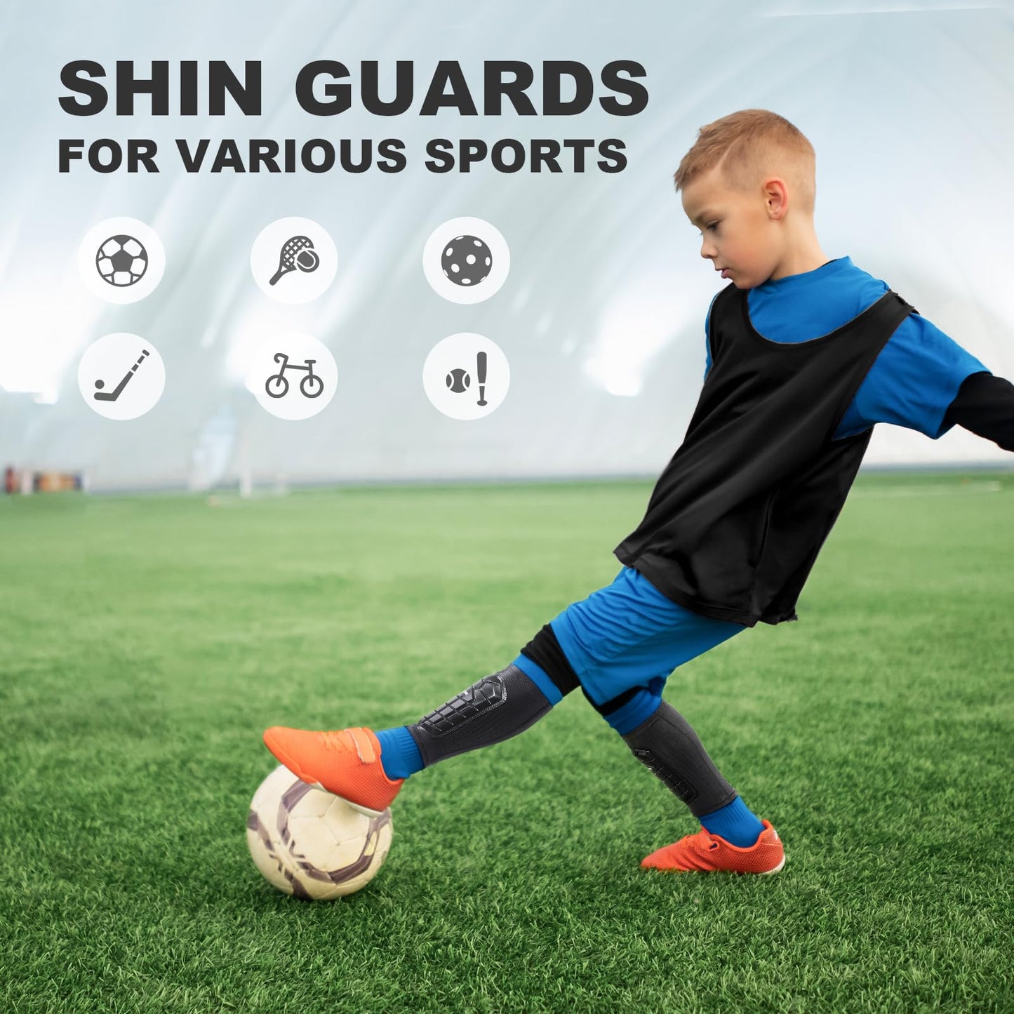 Soccer Shin Guards Kids Youth, Shin Guard Sleeves for Boys Girls Adults Men Women, Protective Soccer Equipment for 2-18 Years Old Boys Girls, High Impact Resistant Breathable Comfortable - XS