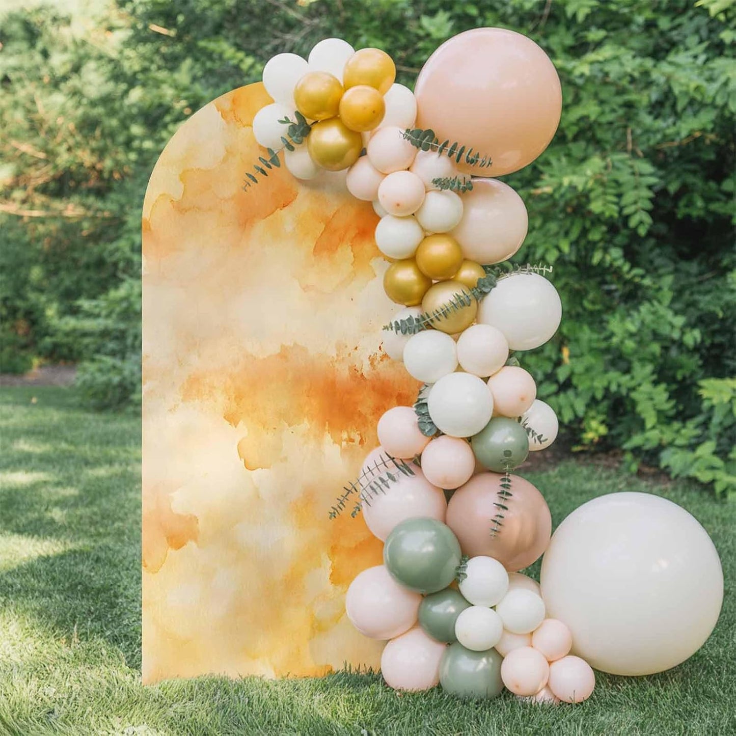 Jnbasdffb 7.2 Orange Fall Ombre Wedding Arch Cover, Stretchy Spandex Arch Backdrop Stand Covers FT, Watercolor Abstract