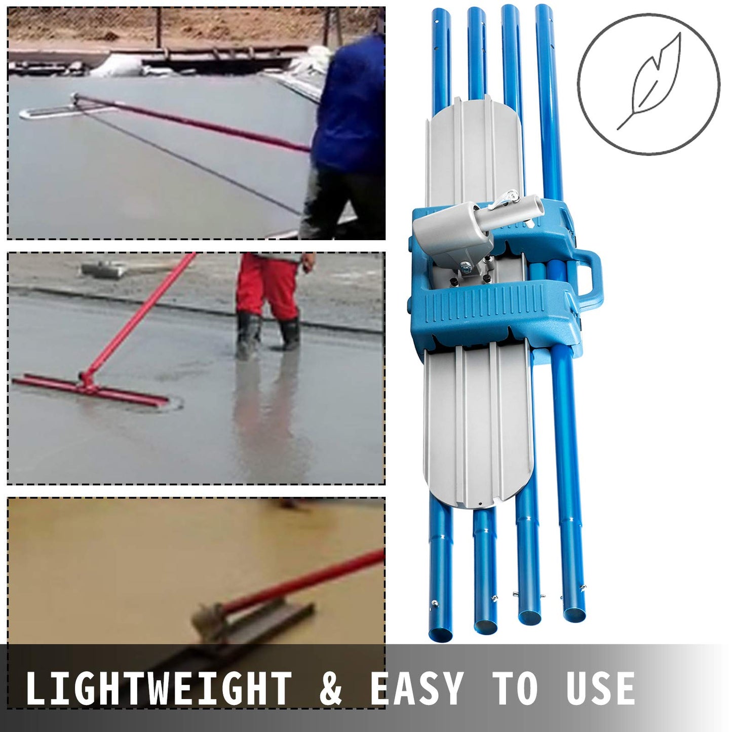 VEVOR Bull Float Magnesium Concrete Float 48 x 8 Round End Concretes Floats Tools Cement Tool Bull Concrete Kit Bull Float with 4 Float Handle Bull Floats Bracket Concretes Tools Finishing Bulls