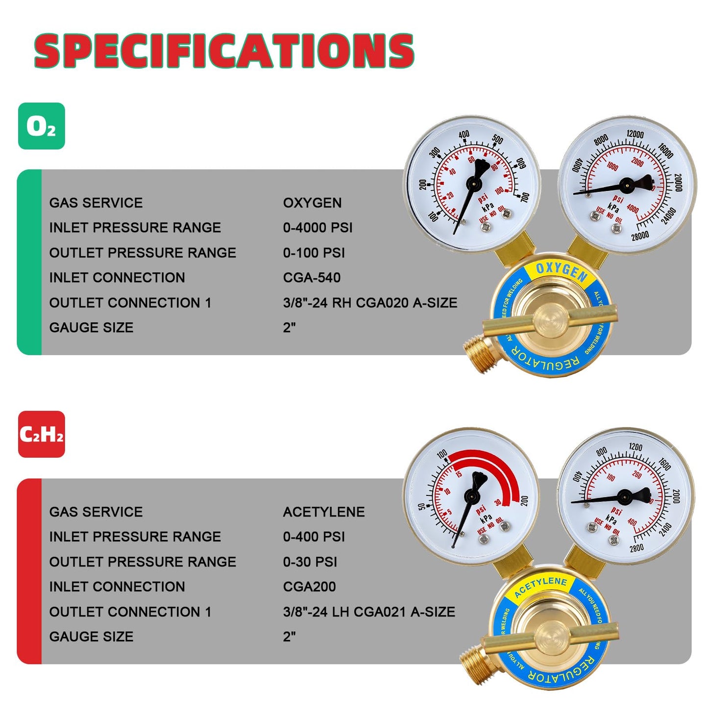 Portable Cutting Torch Kit with Tanks - Oxy Acetylene Welding & Cutting Torch Kit with Hand-Tugging Rod Goggles Long Pipe Brass Nozzle Welding Pressure Gauge CGA540 & CGA200 ﻿