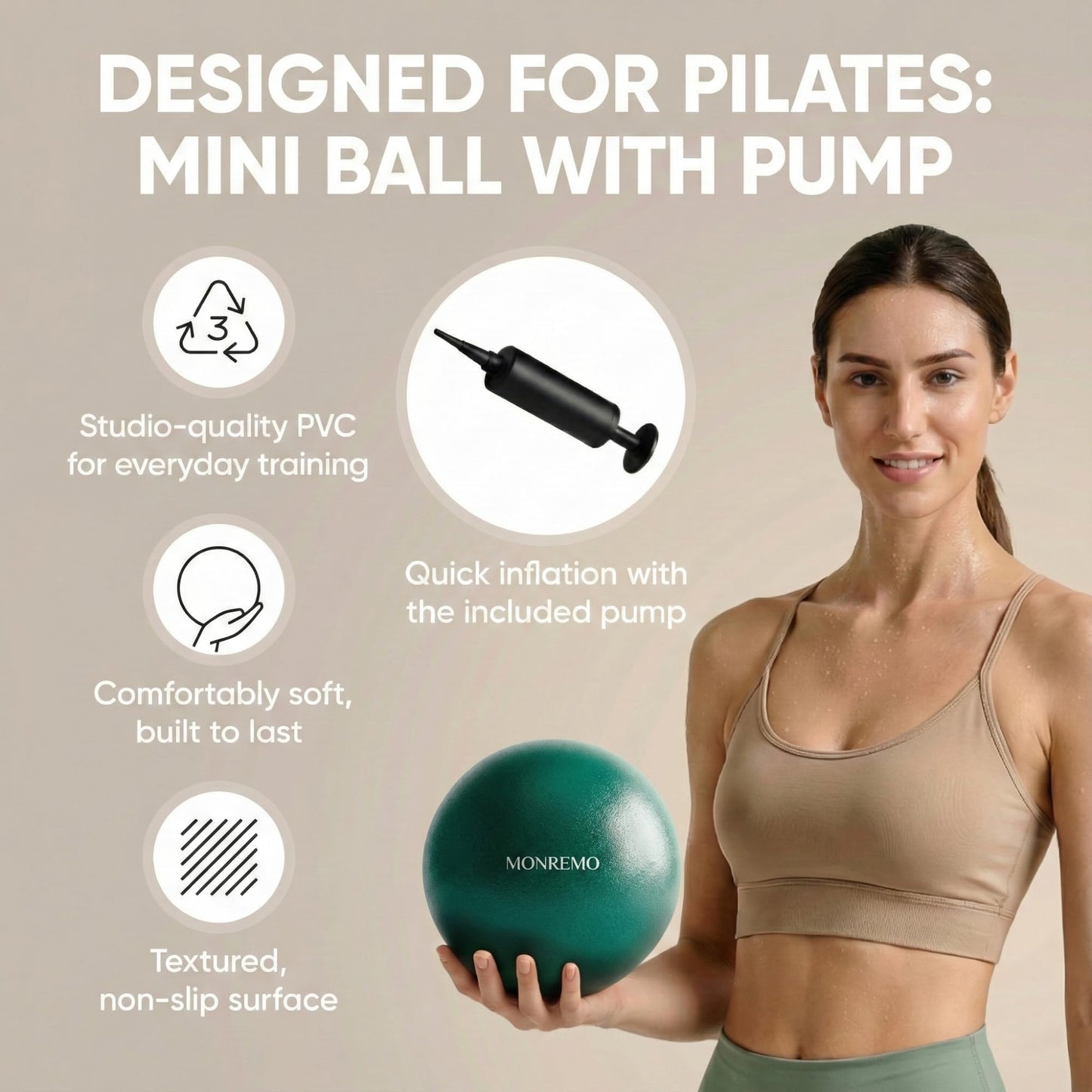 MONREMO Pilates Home Workout Kit – 7pc Pilates Set for Women with Toning Ring (Magic Circle), Mini Ball & Resistance Bands. Full Mat Pilates Equipment for Yoga, Core & Stretching at Home