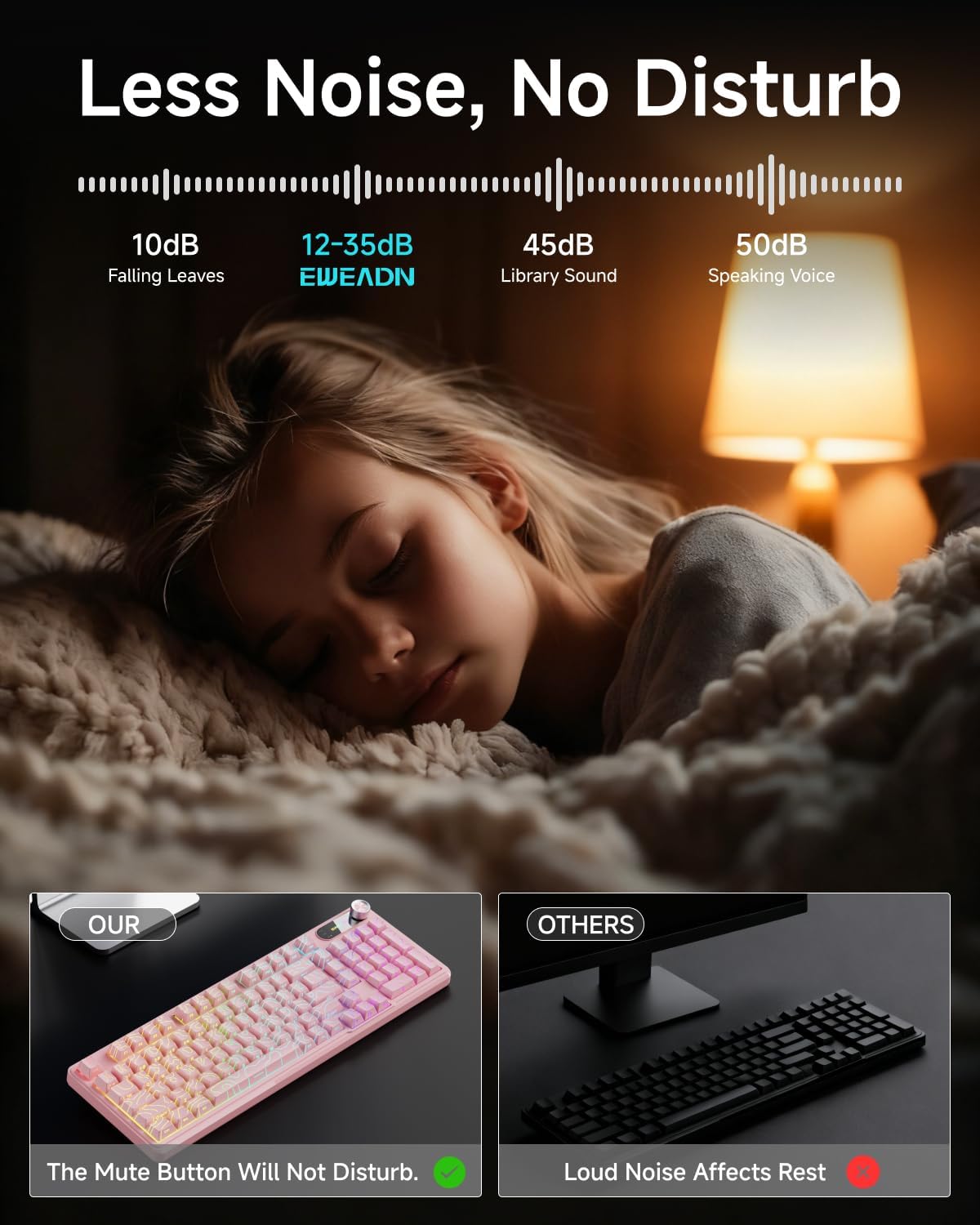 EWEADN V102 98 Wired Keyboard, Keys Creamy Gaming Keyboard with Number Pad, Display Screen & Media Knob RGB Silent