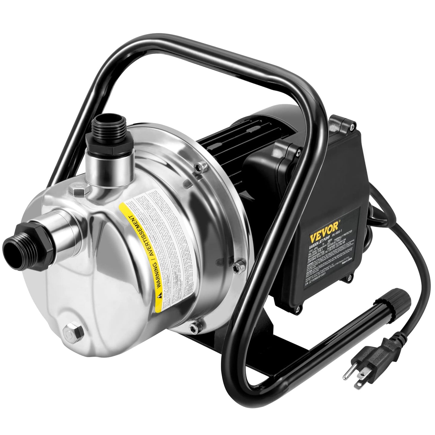 VEVOR Shallow Well Pump,Garden Jet Pump, 1.5 HP 115V, 1200 GPH 164 ft Height, Stainless Steel Sprinkler Booster Jet Pumps for Garden Lawn Irrigation system, Lake Fountain, Water Transfer