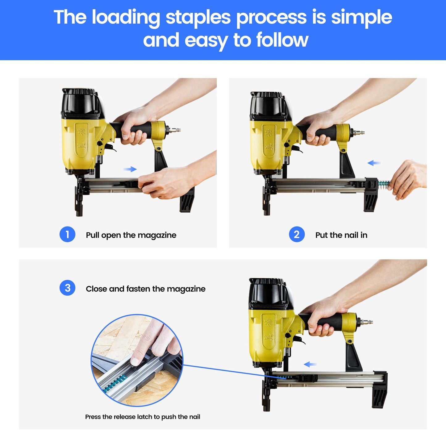meite CS3025 Concrete Nail Gun with 12 Gauge 7/8 Inch Plastic Collated Drive Pins 1000PCS, Pinner Nail Tool for Concrete Ceiling Framing Fixing Drywall Track, Accepts 1/2"-1" Drive Pins