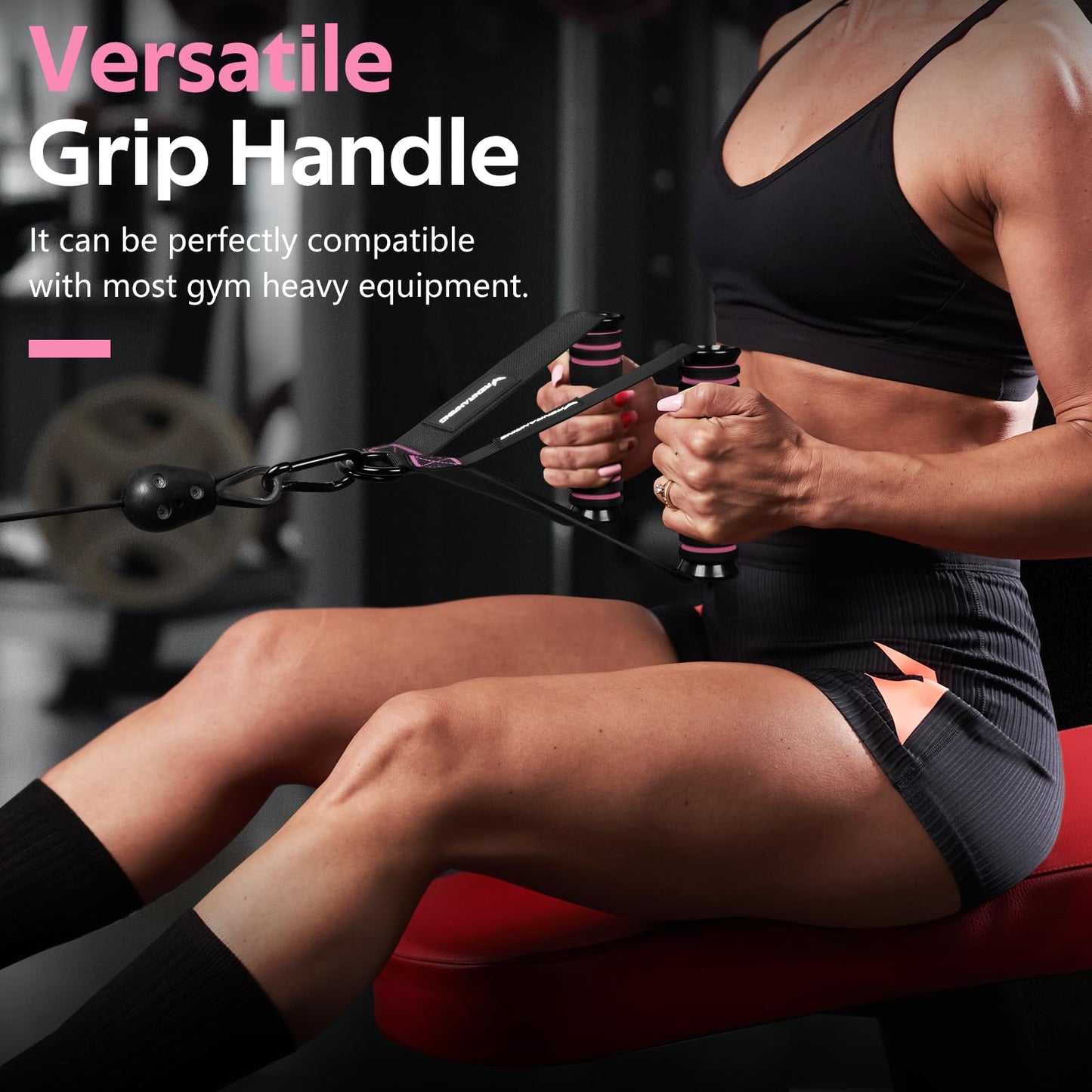 RENRANRING Gym Exercise Handles, Replacement Handle Attachments for Cable Machine Pulleys, Resistance Band and Strength Trainer, Pull Down Workout Accessories, Home Gym Add On Equipment