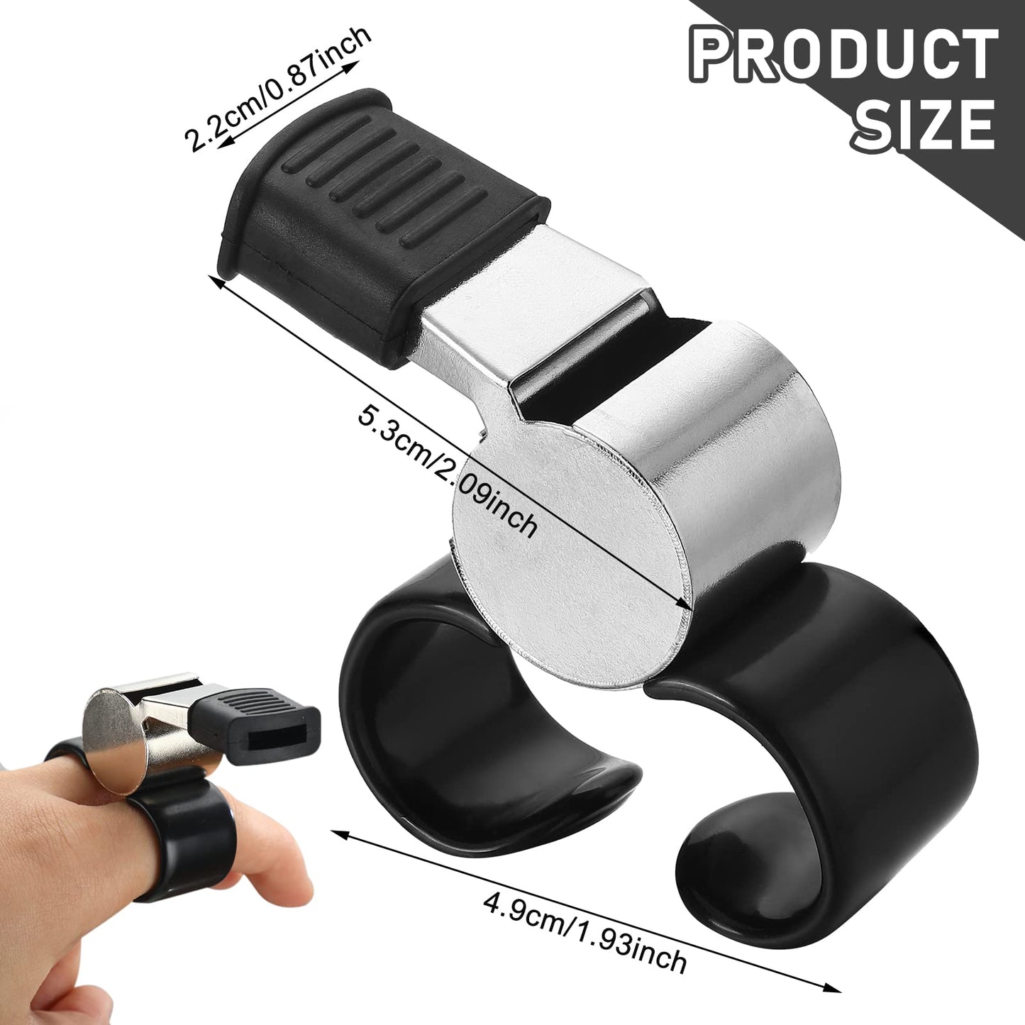 Kathfly 2 Pieces Finger Grip Whistle Official Hockey Referee Whistle Football Soccer Hand Held Whistle Metallic Loud Sports Whistle with Rubber Sleeve for Coaches Polices Referees
